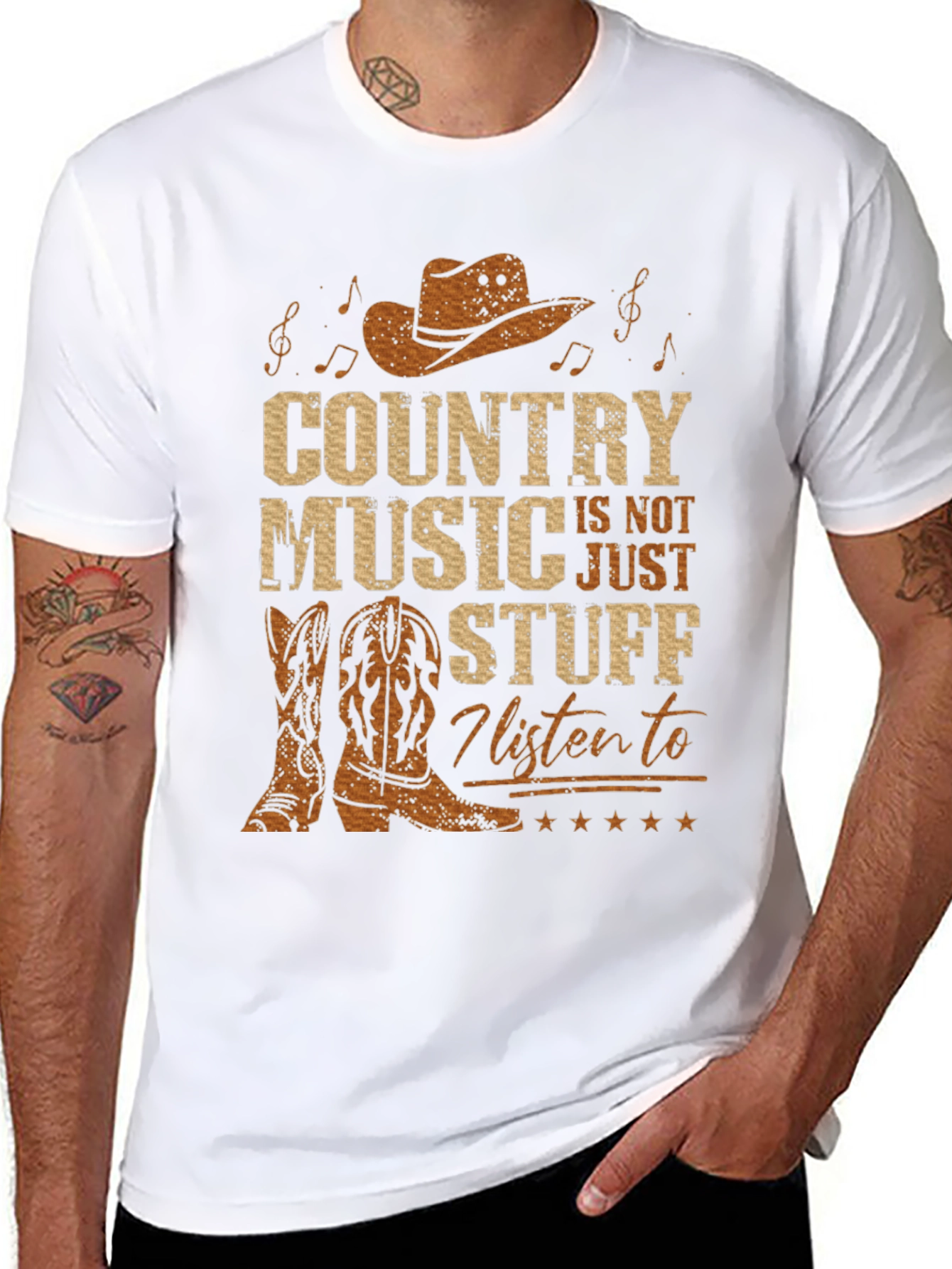 Black Country Music T-Shirt - Cowboy Hat Boots Graphic Tee view 8