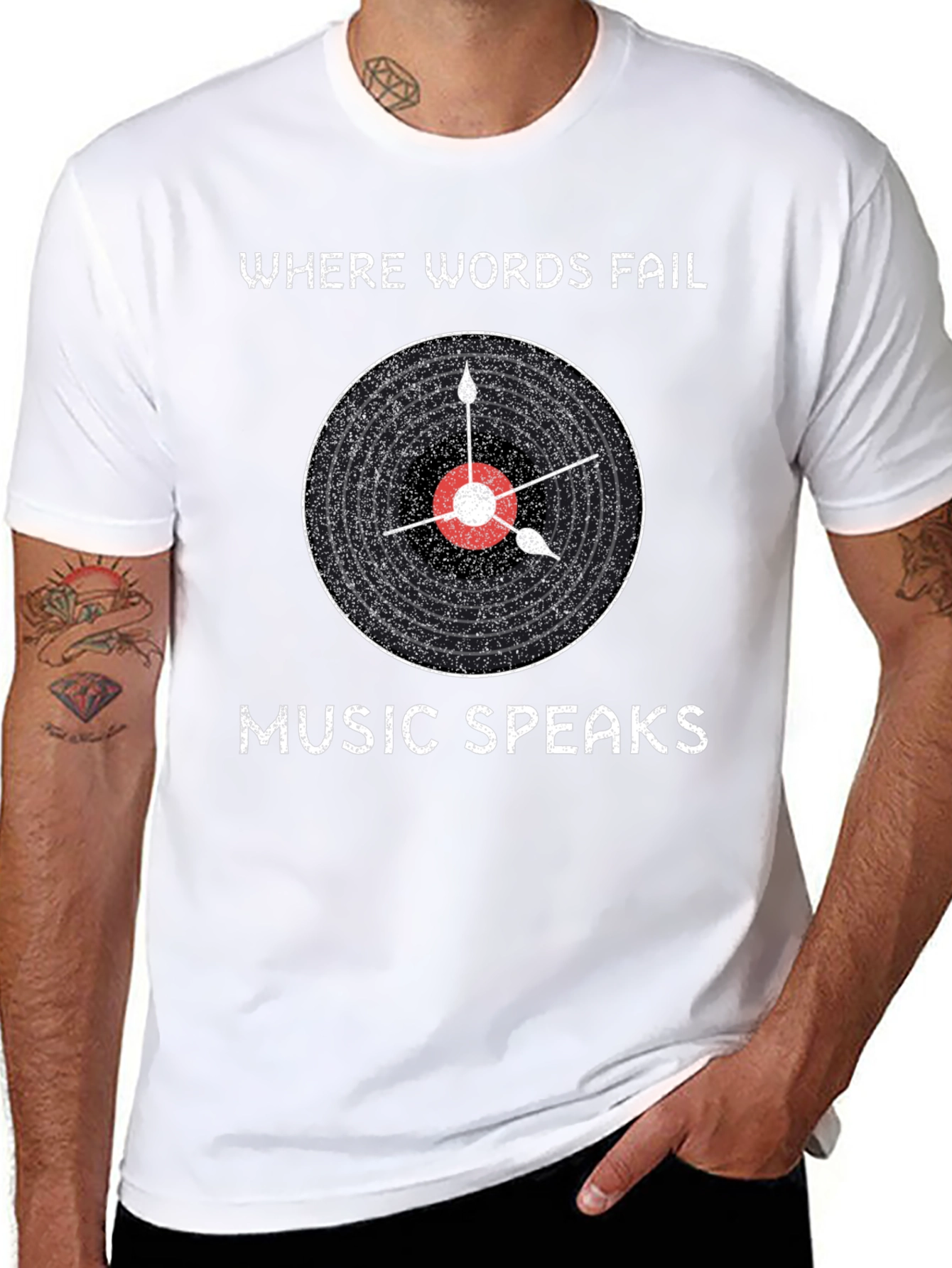 Black Music Speaks Graphic Tee - Black Cotton T-Shirt view 8