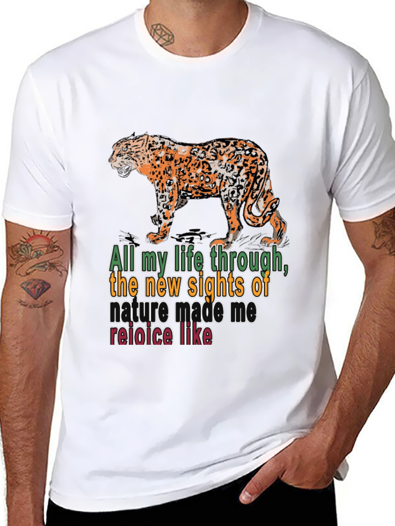 Black Nature Quote T-Shirt: Leopard Design view 8