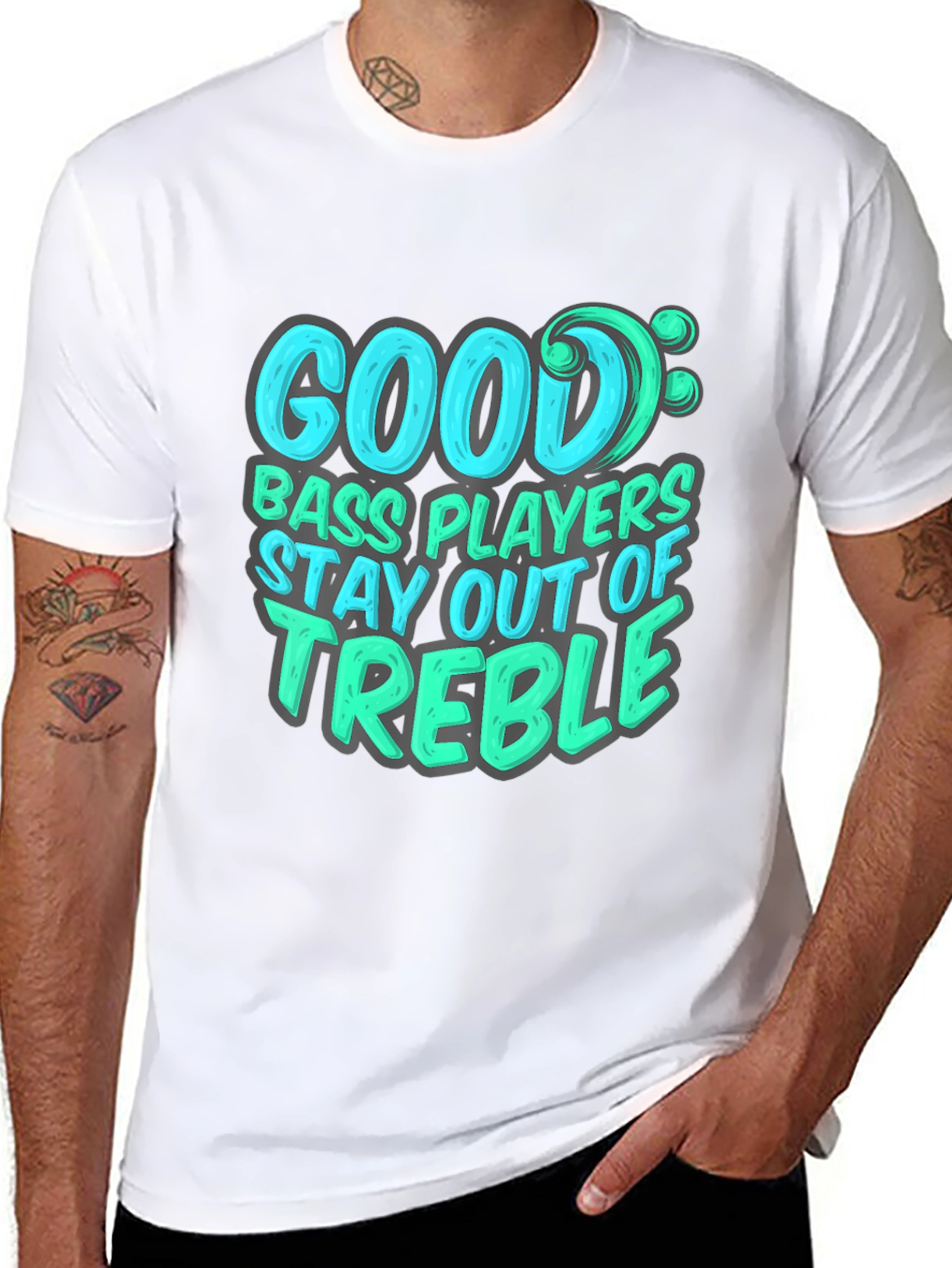 Black Bass Player T-Shirt: Stay Out of Treble - Music Lover Tee view 8