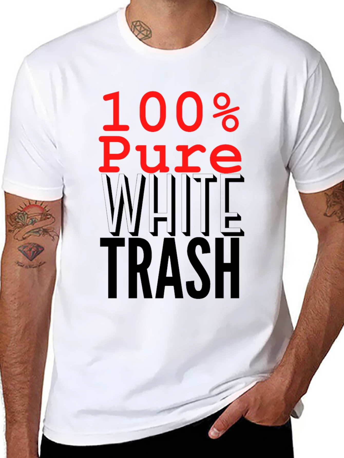 Black 100% Pure White Trash Graphic Tee view 8