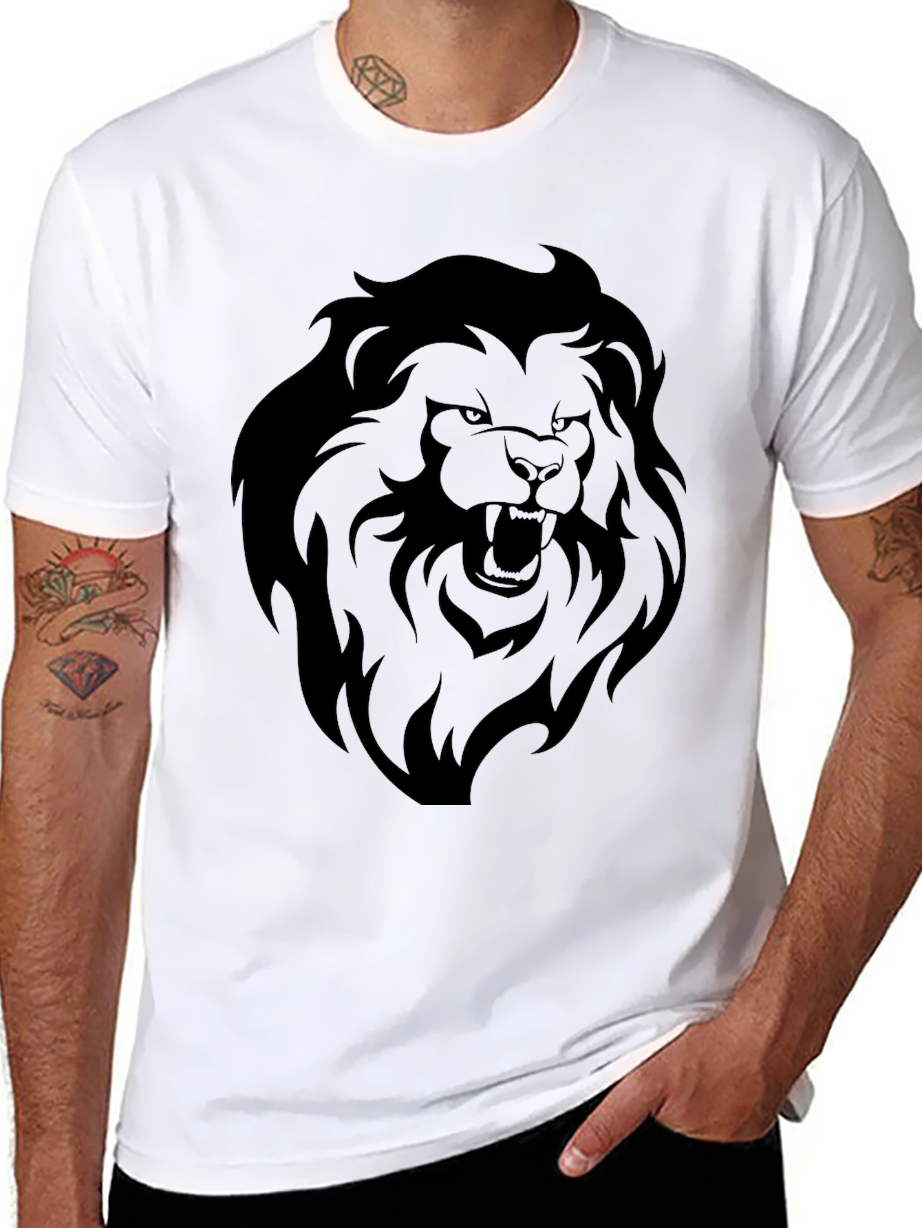 Black Bold Lion Graphic Black T-Shirt view 8