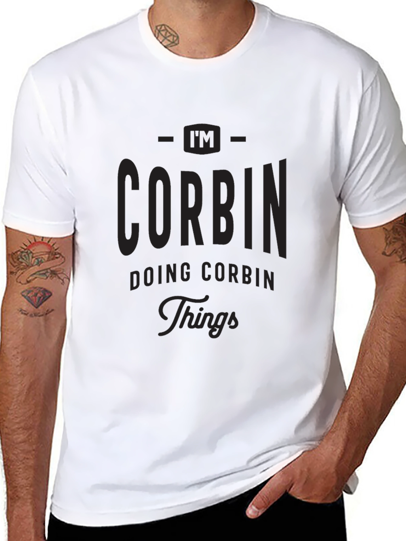 Black I'm Corbin Doing Corbin Things - Black T-Shirt view 8