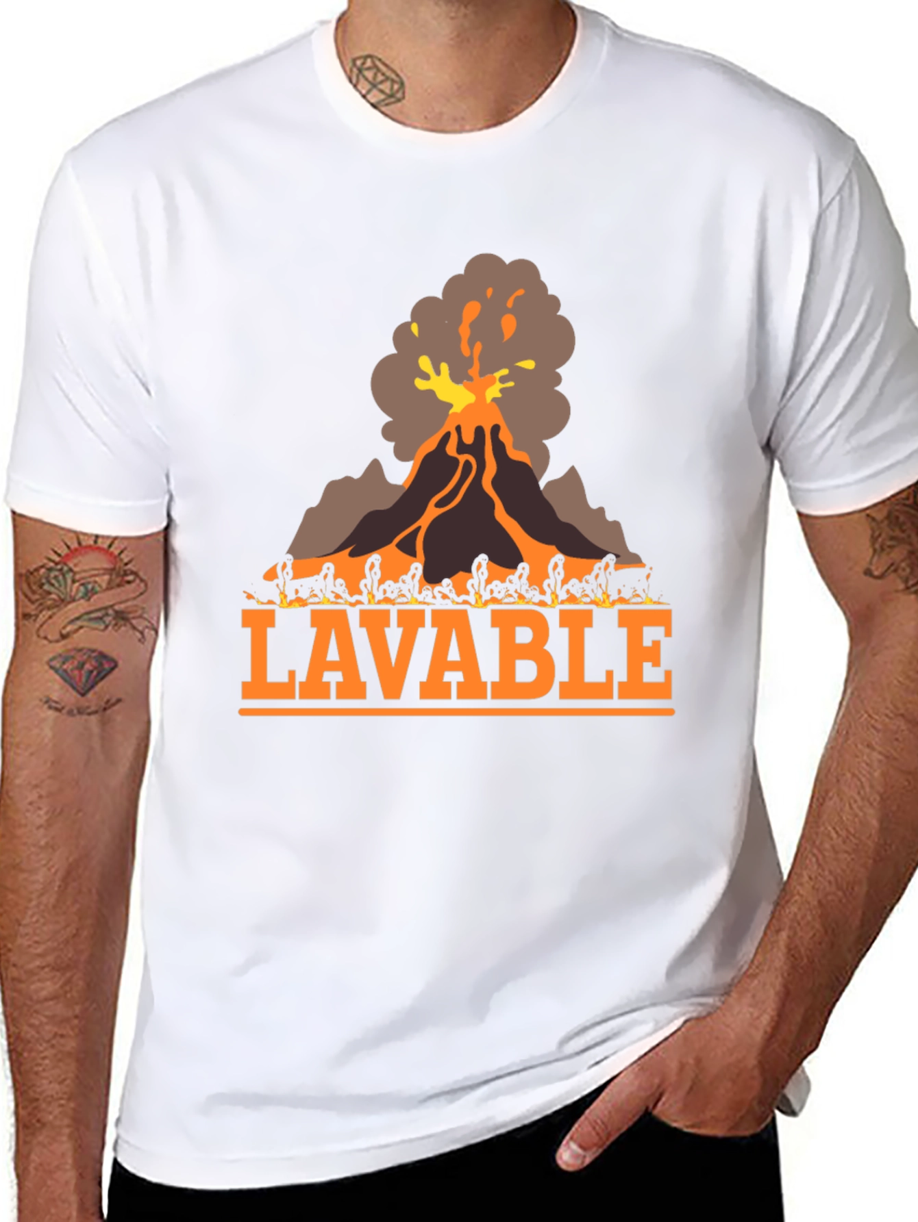 Black Lavable Volcano T-Shirt - Cool Graphic Tee view 8