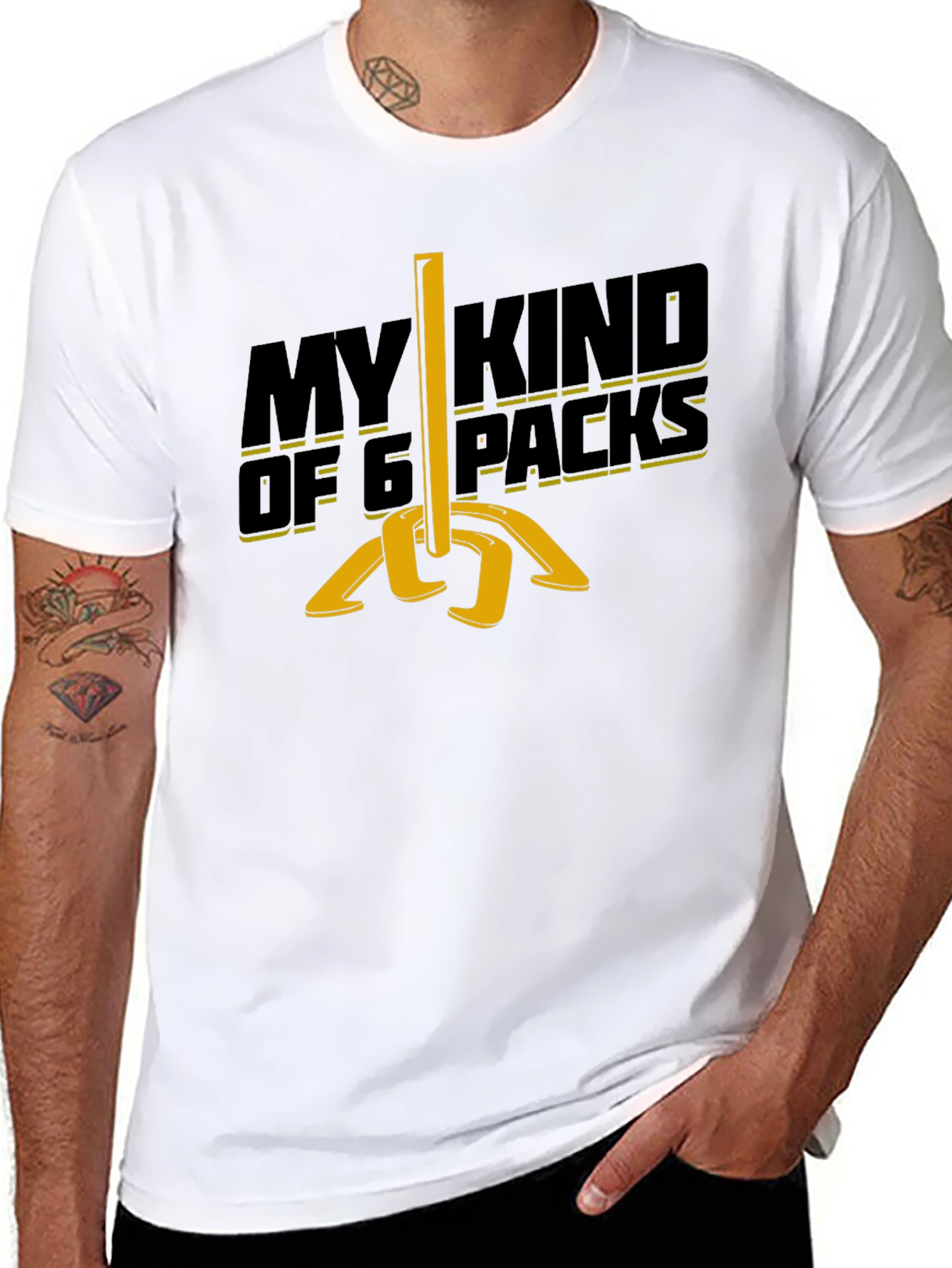 Black My Kind of 6 Packs T-Shirt: Horseshoe Humor Tee view 8