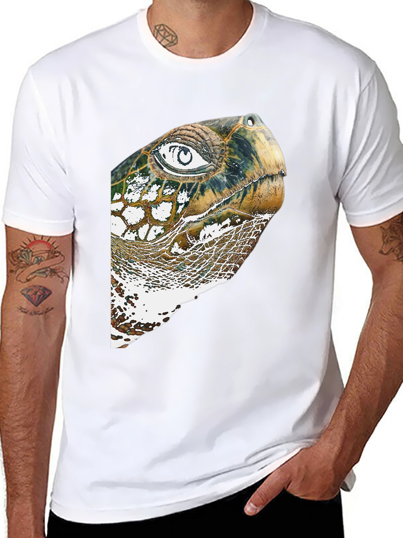 Black Turtle Head Graphic Print Black T-Shirt view 8