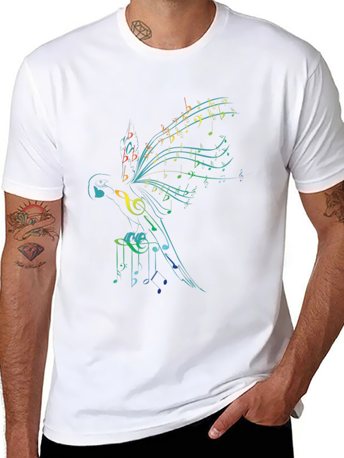 Black Musical Parrot Graphic T-Shirt - Unique Design view 8