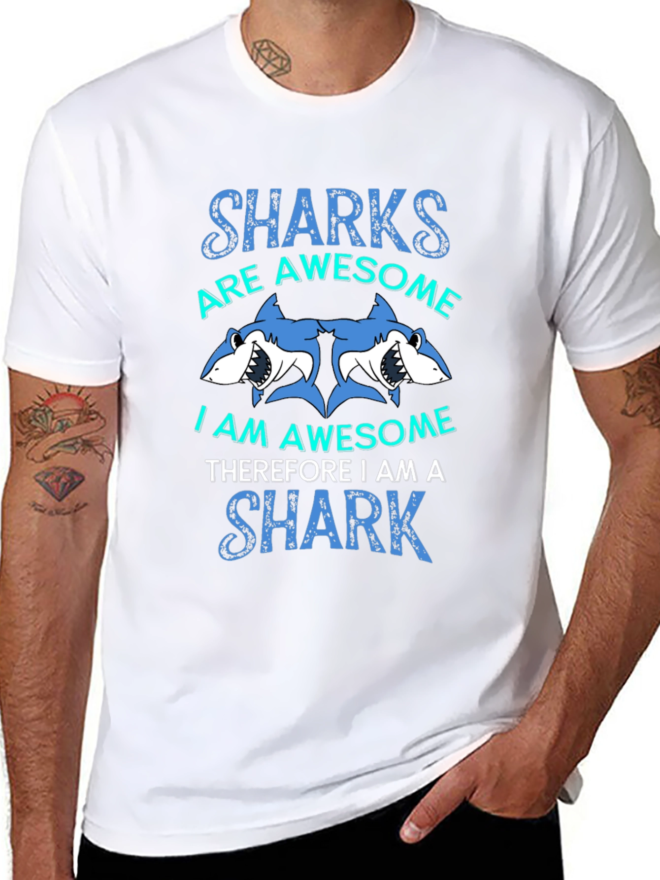 Black Sharks are Awesome Graphic T-Shirt view 8