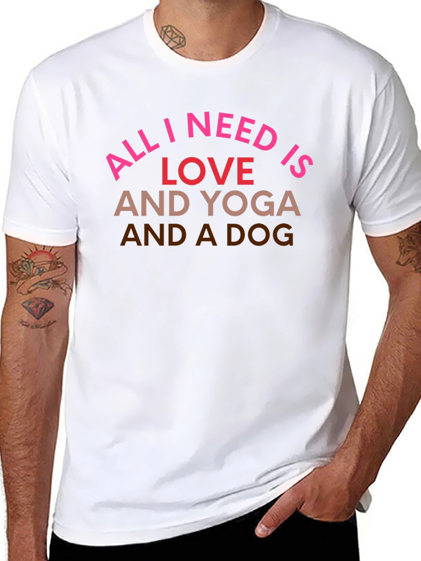 Black All I Need is Love, Yoga, and a Dog T-Shirt view 8