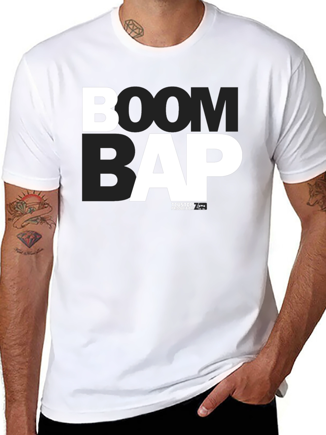 Black Boom Bap Graphic Tee - Black Cotton T-Shirt view 8