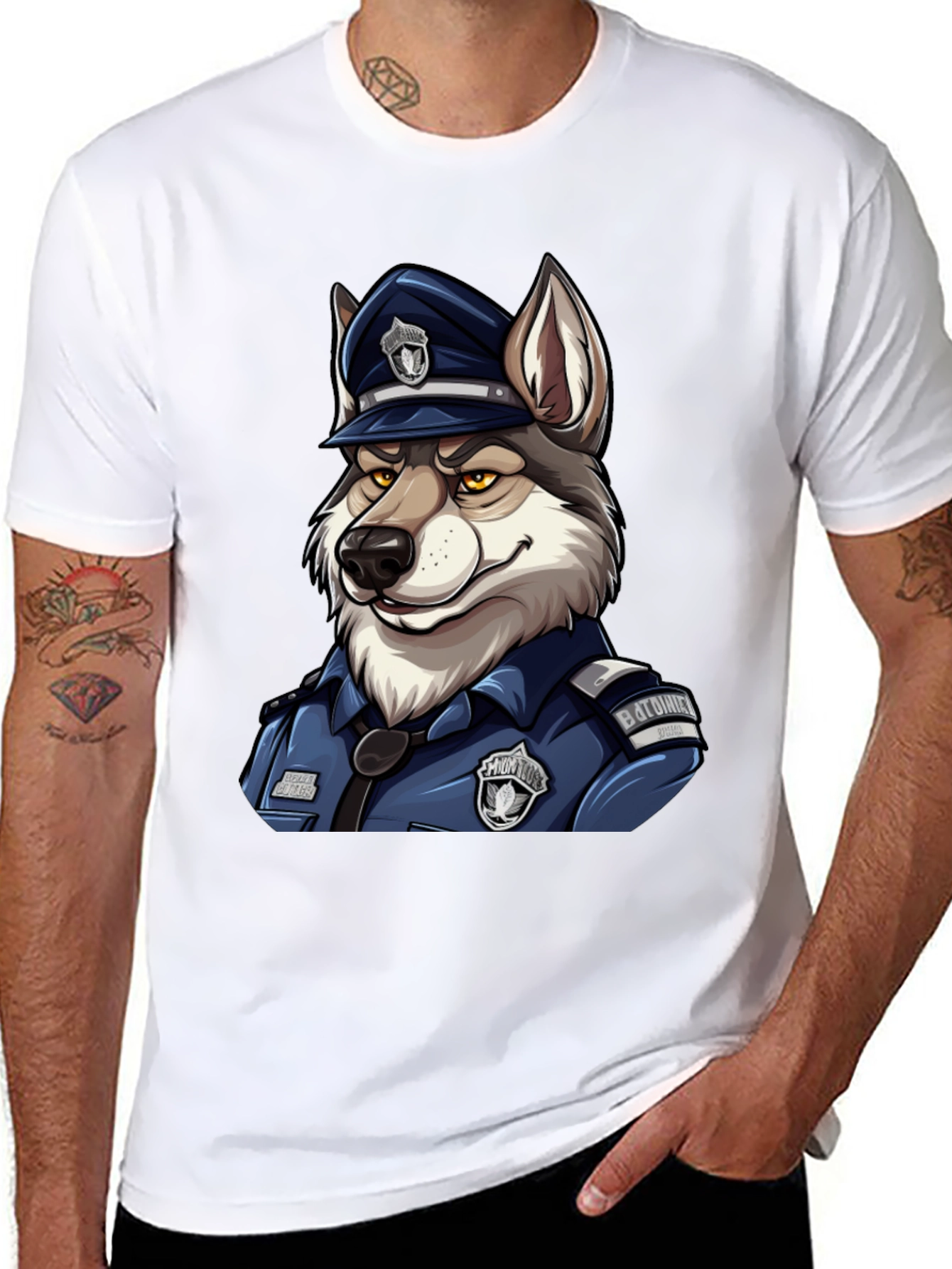 Black Wolf Cop Graphic T-Shirt - Black view 8
