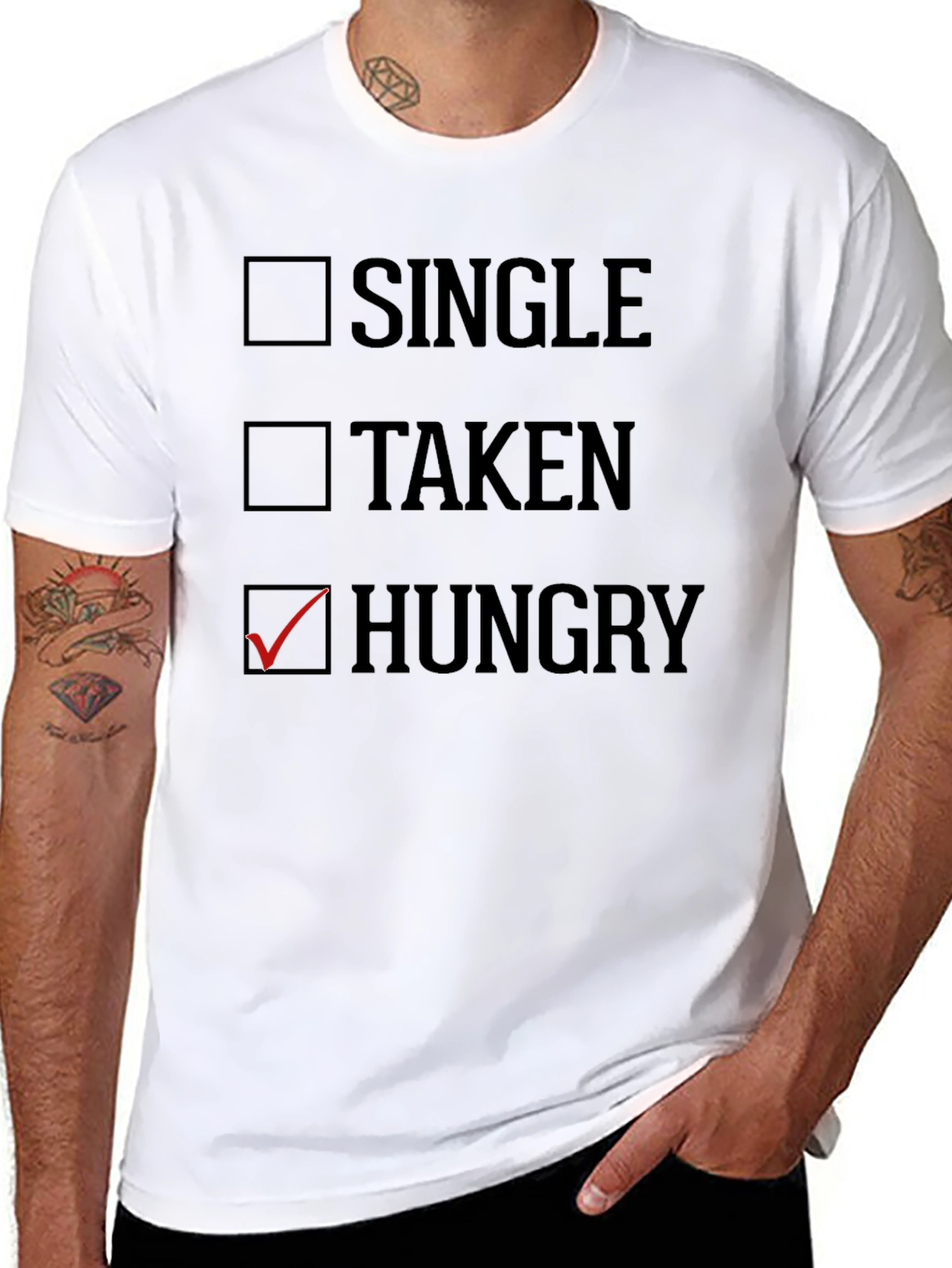 Black Funny Hungry T-Shirt - Checkbox Novelty Tee view 8