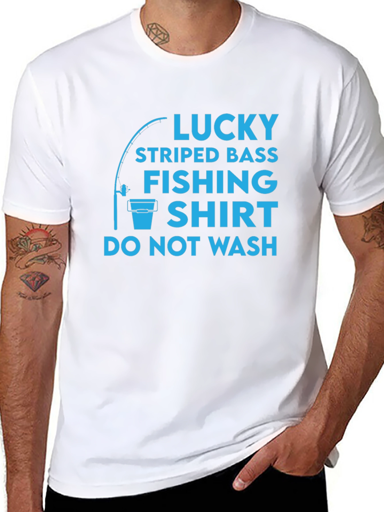 Black Lucky Striped Bass Fishing Shirt - Funny Angler Tee view 8