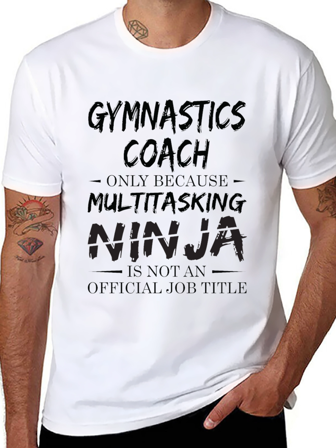 Black Gymnastics Coach Multitasking Ninja T-Shirt view 8