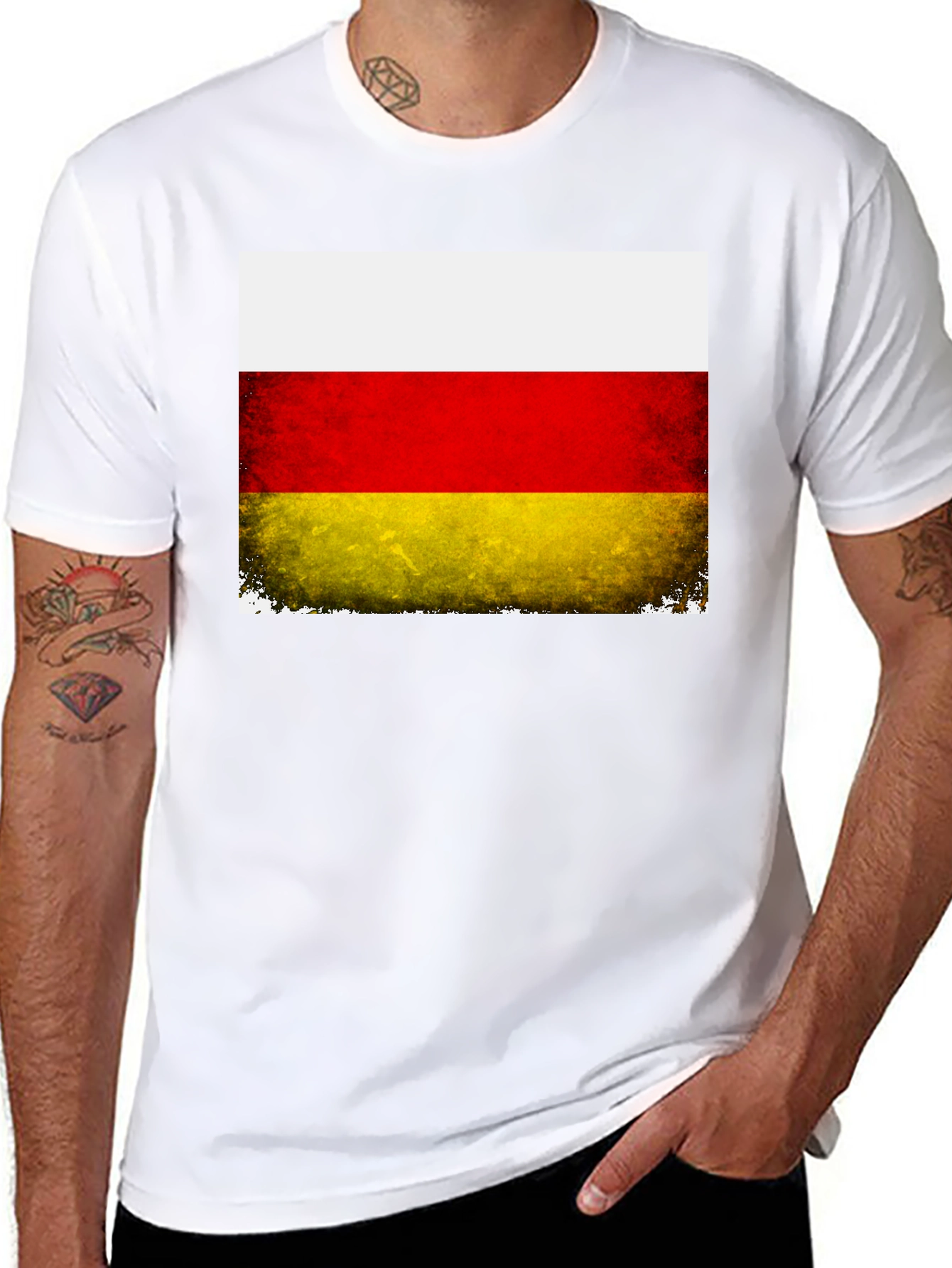 Black Ossetia Flag Distressed Black T-Shirt view 8