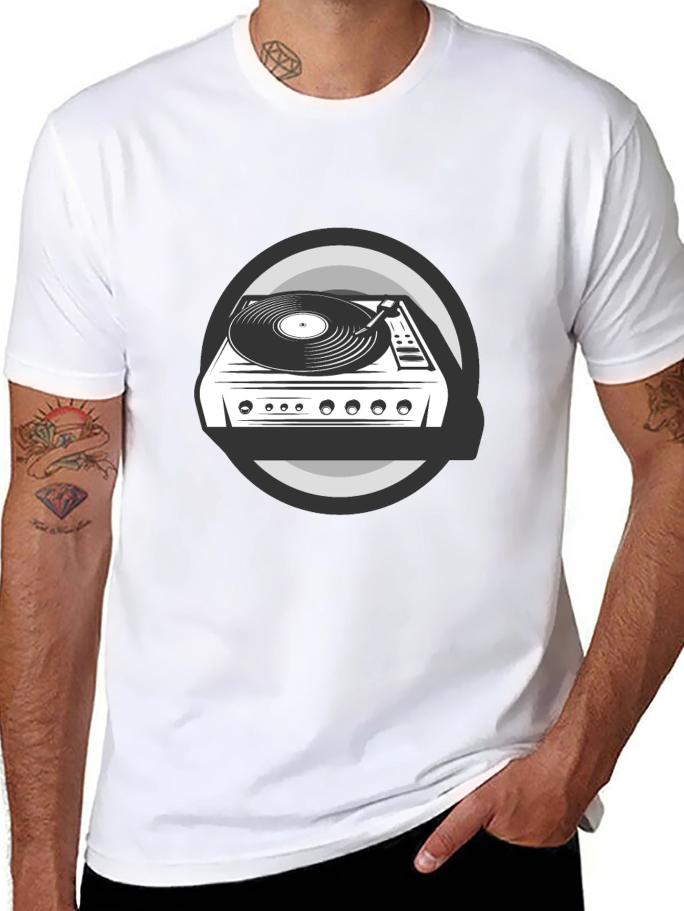 Black DJ Turntable Graphic Tee - Black view 8