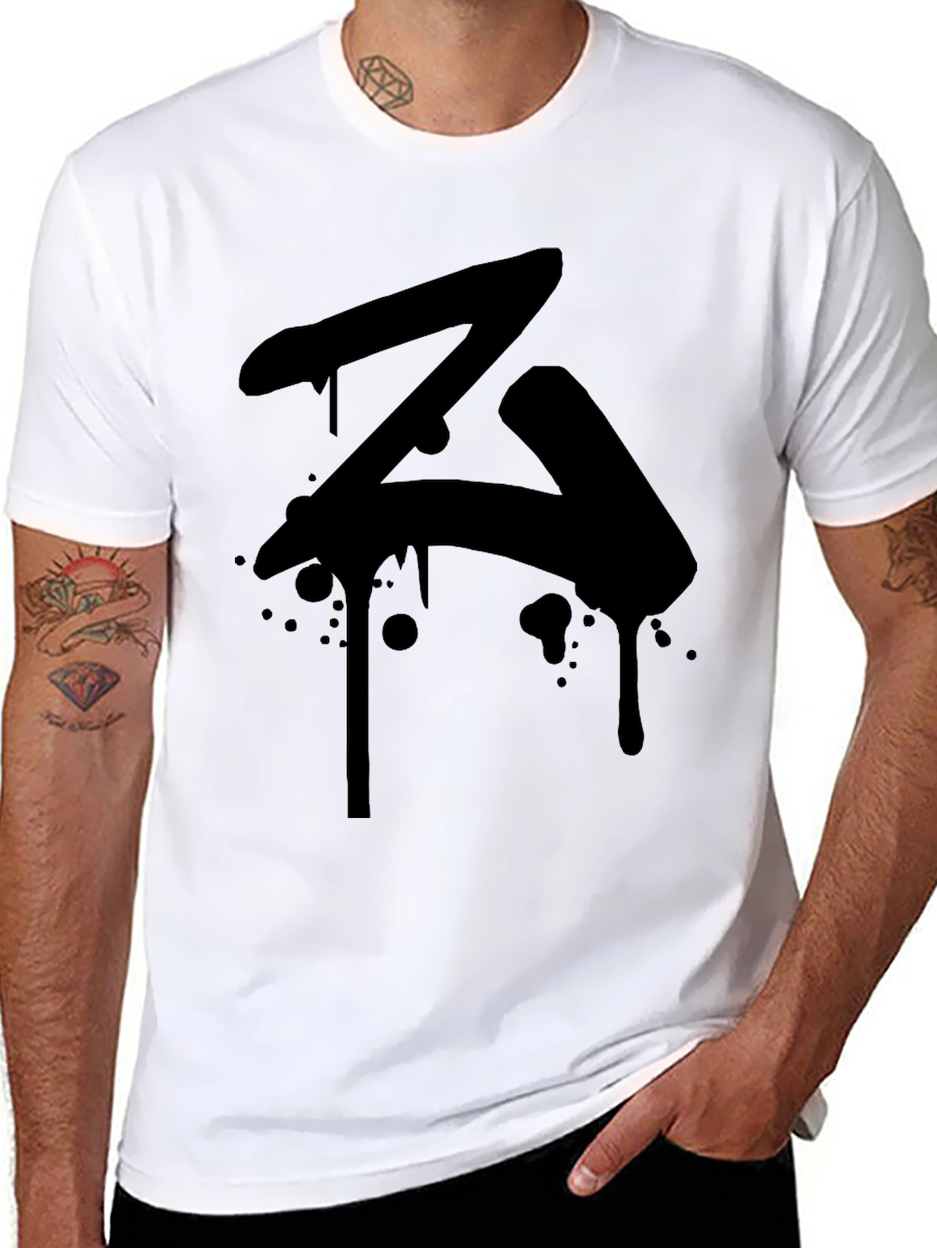 Black Urban Drip Tee - Abstract Z Graphic view 8