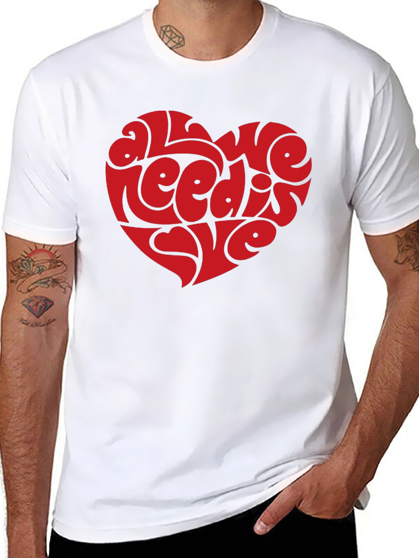 Black All You Need Is Love Heart Graphic Tee - Black view 8