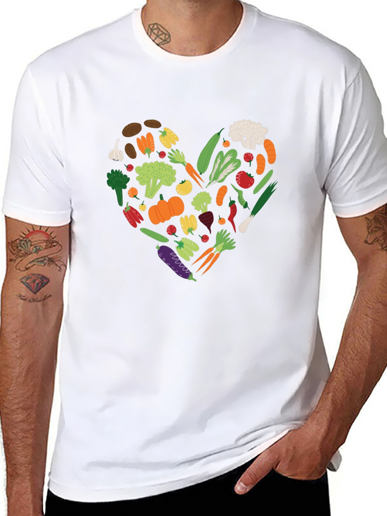 Black Vegan Heart T-Shirt - Eat Your Veggies! view 8