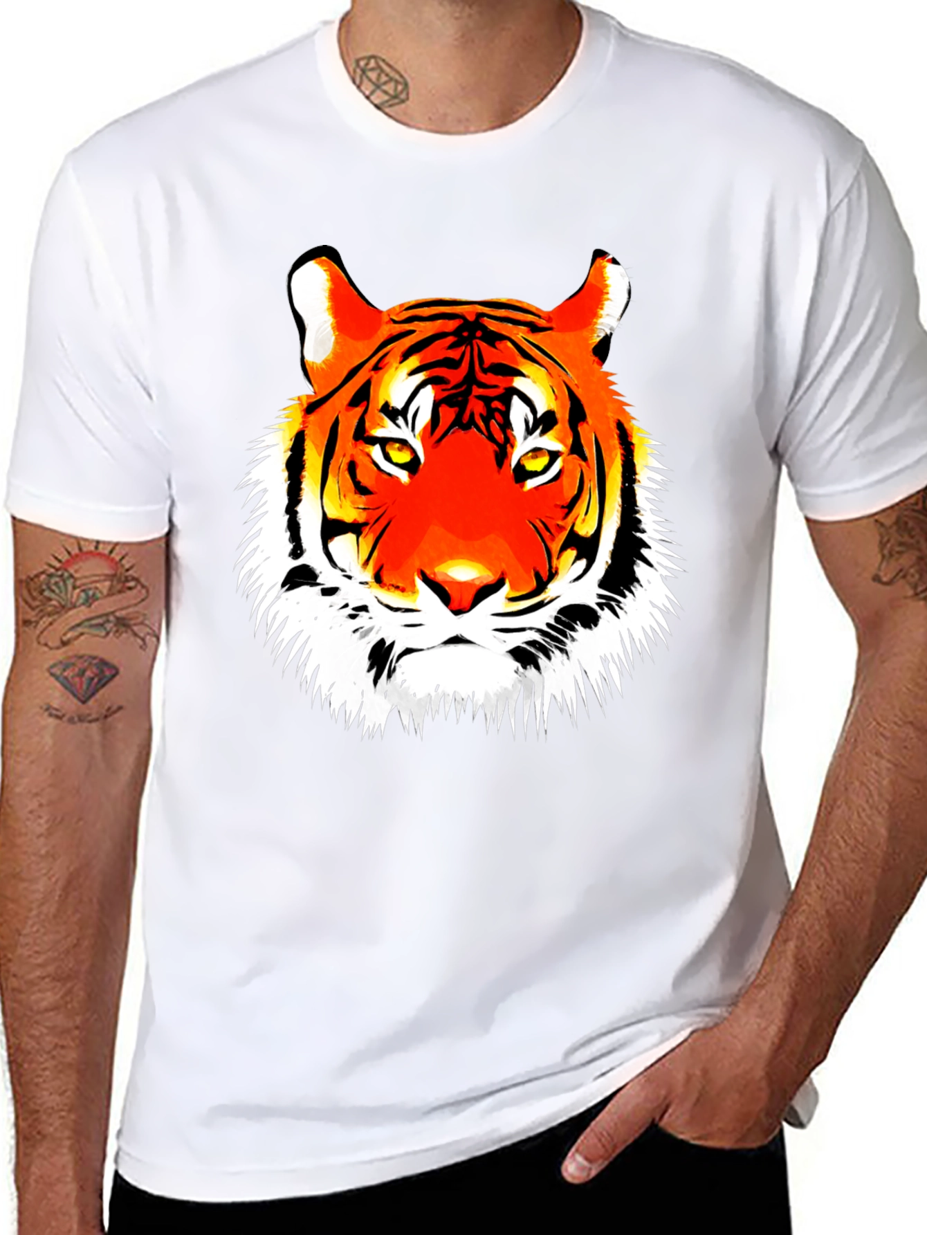 Black Men's Black Tiger Graphic Tee view 8