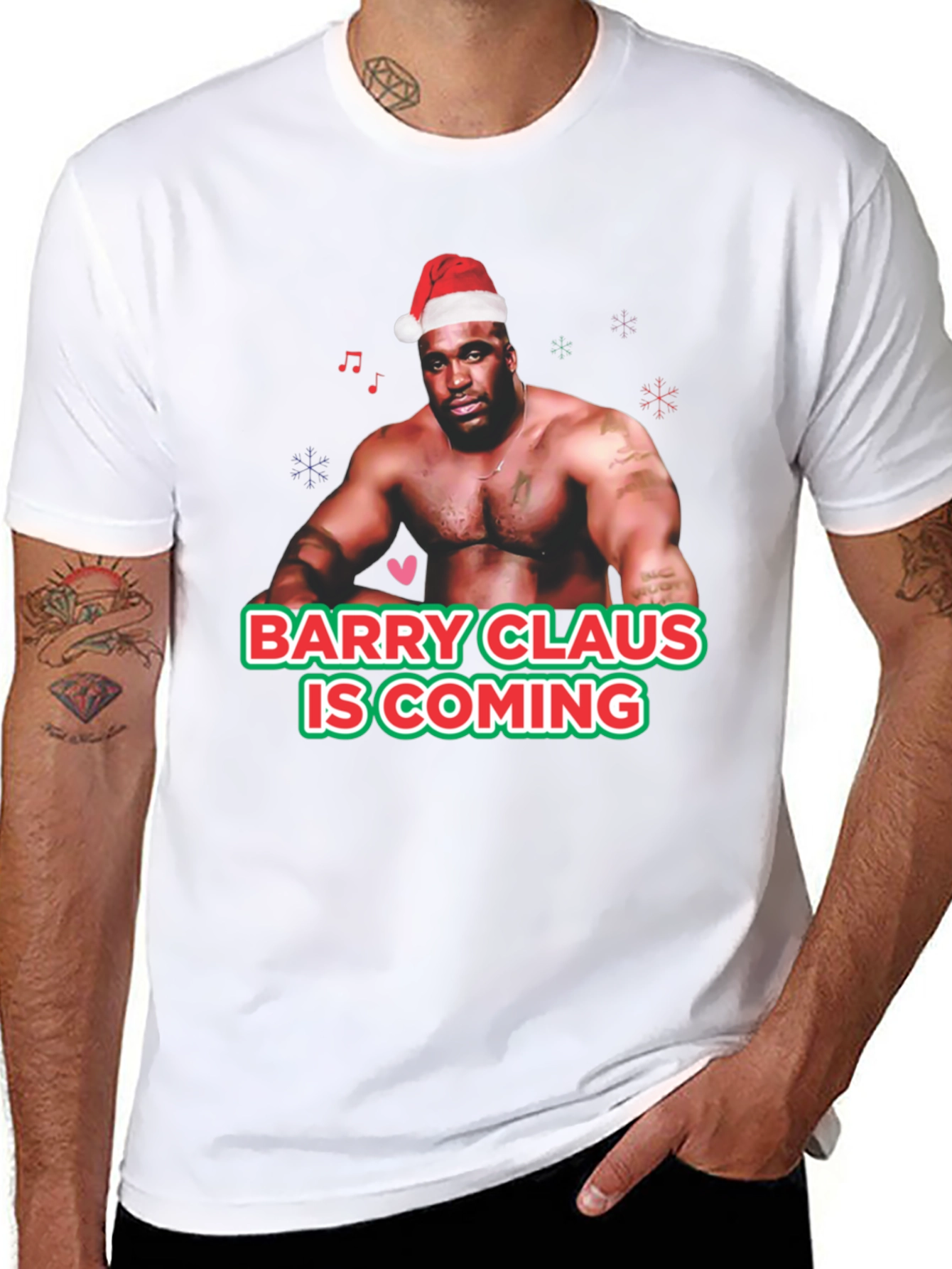 Black Barry Claus T-Shirt - Christmas Fun view 8