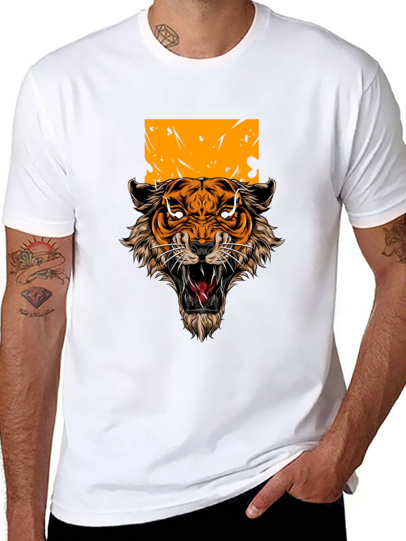 Black Tiger Graphic Print Black T-Shirt view 8