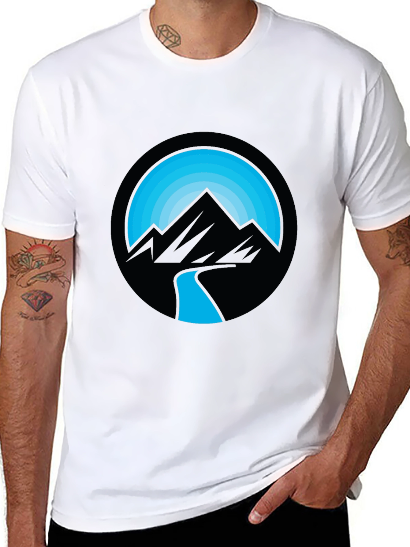 Black Mountain River Graphic Black T-Shirt view 8