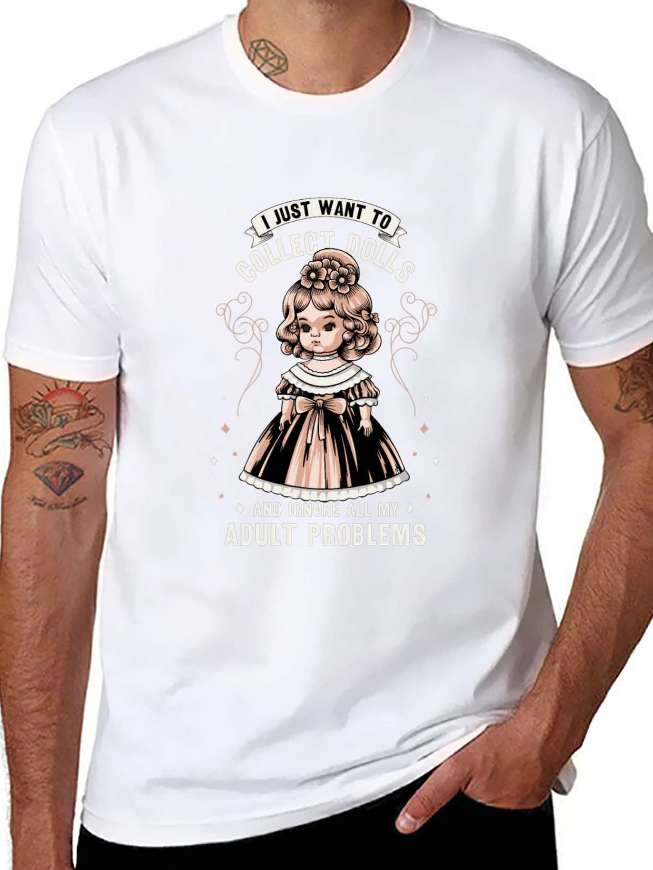 Black Collect Dolls Graphic Tee - Ignore Adult Problems T-Shirt view 8