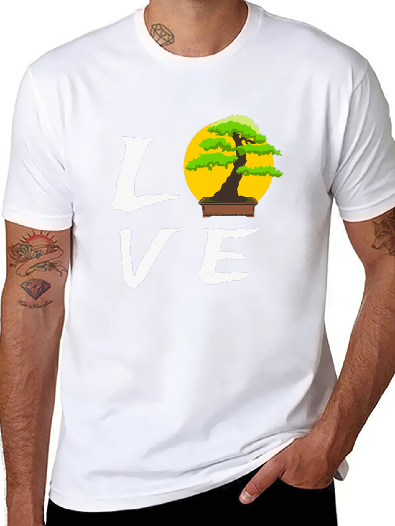 Black Bonsai Tree Love Graphic Tee - Unique Design T-Shirt view 8