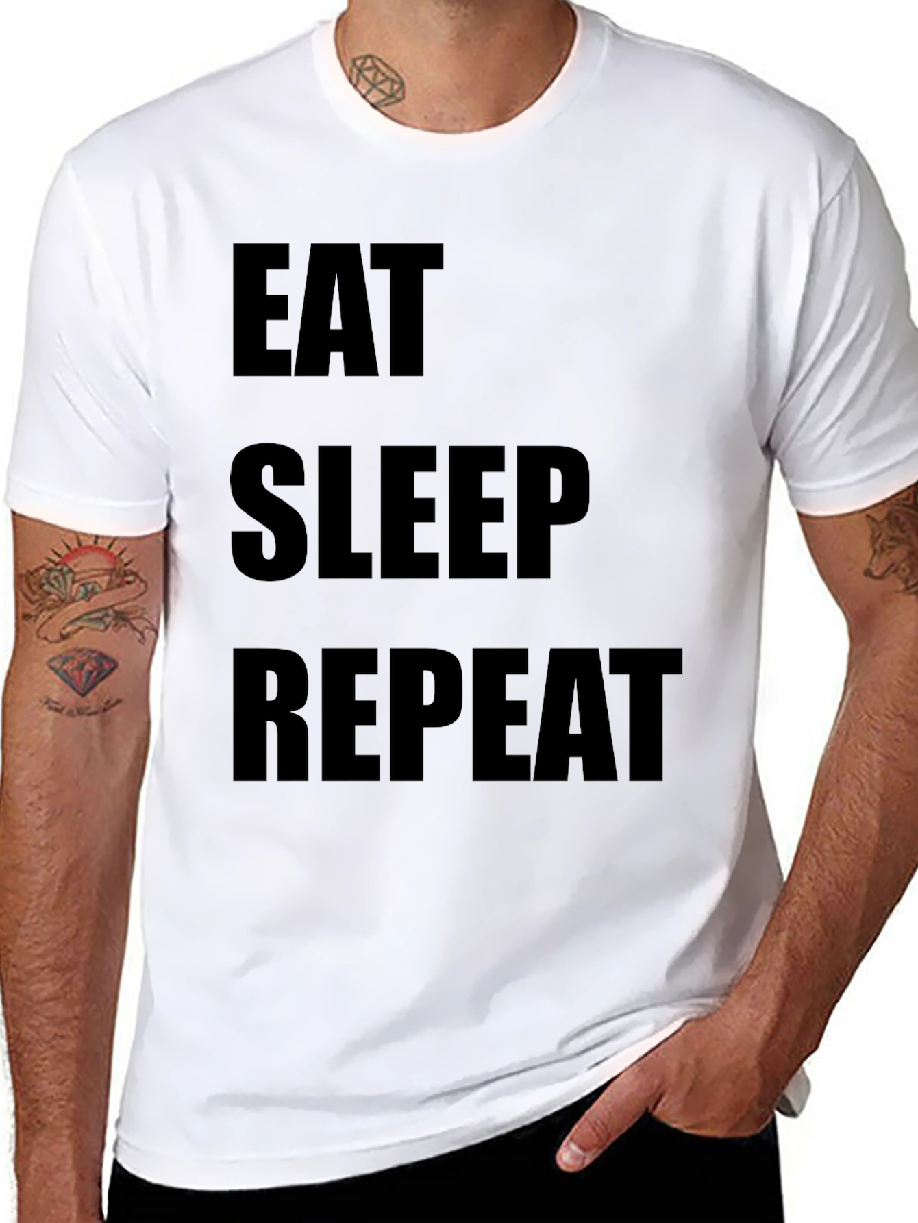 Black Eat Sleep Repeat Black T-Shirt view 8