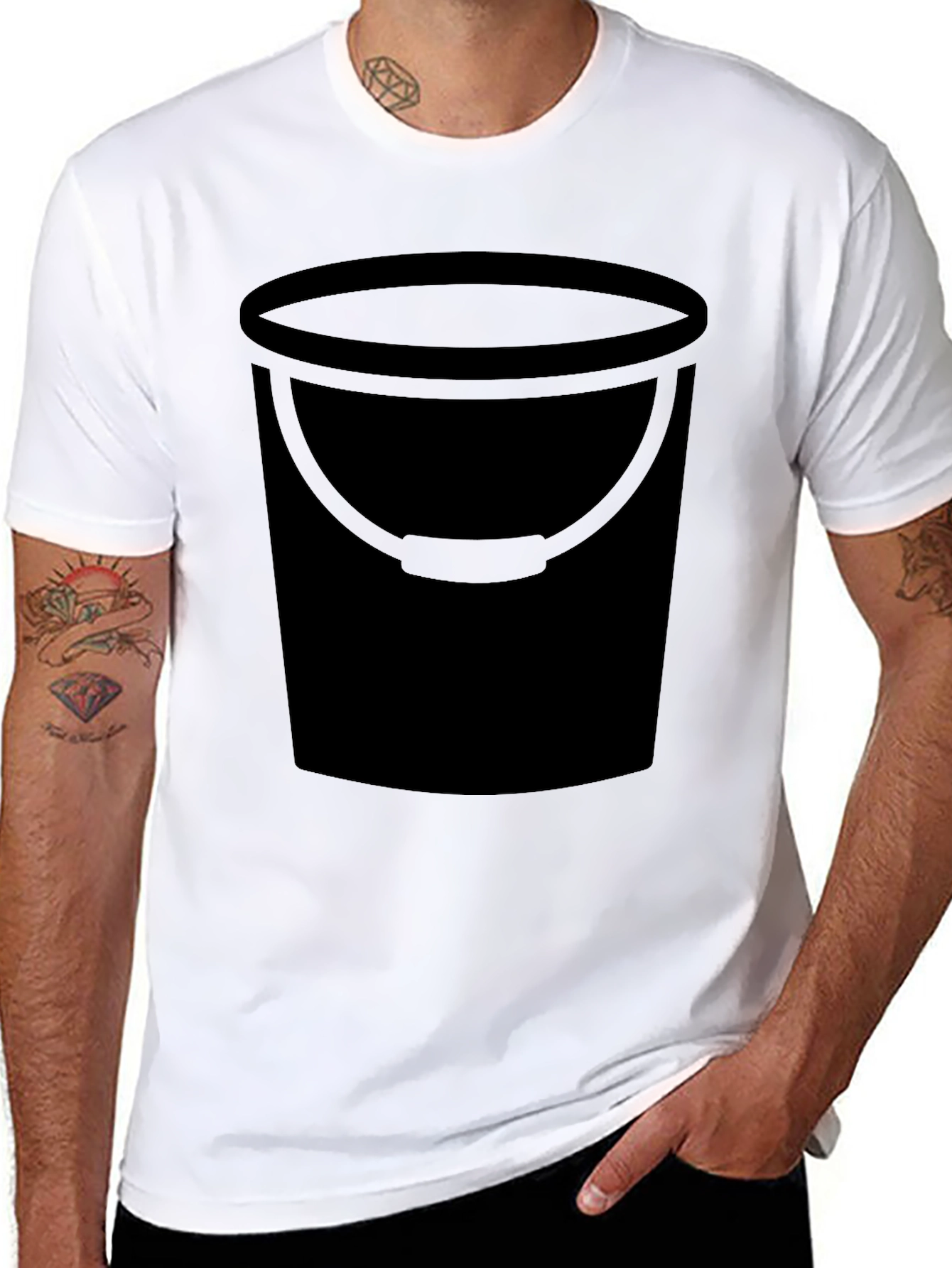 Black Bucket Graphic Tee - Black Cotton Blend T-Shirt view 8