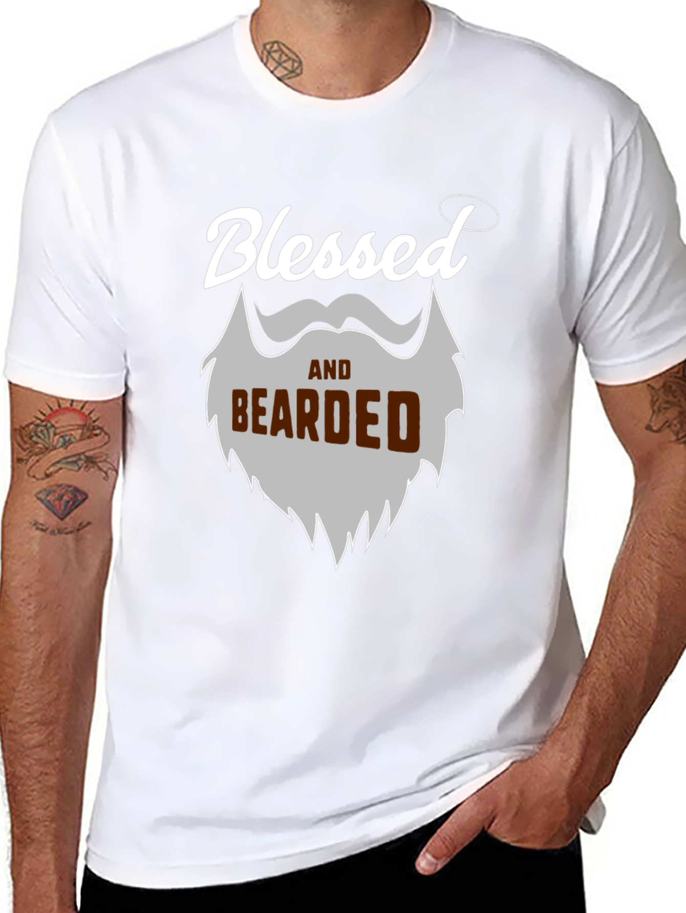 Black Blessed and Bearded Graphic T-Shirt view 8