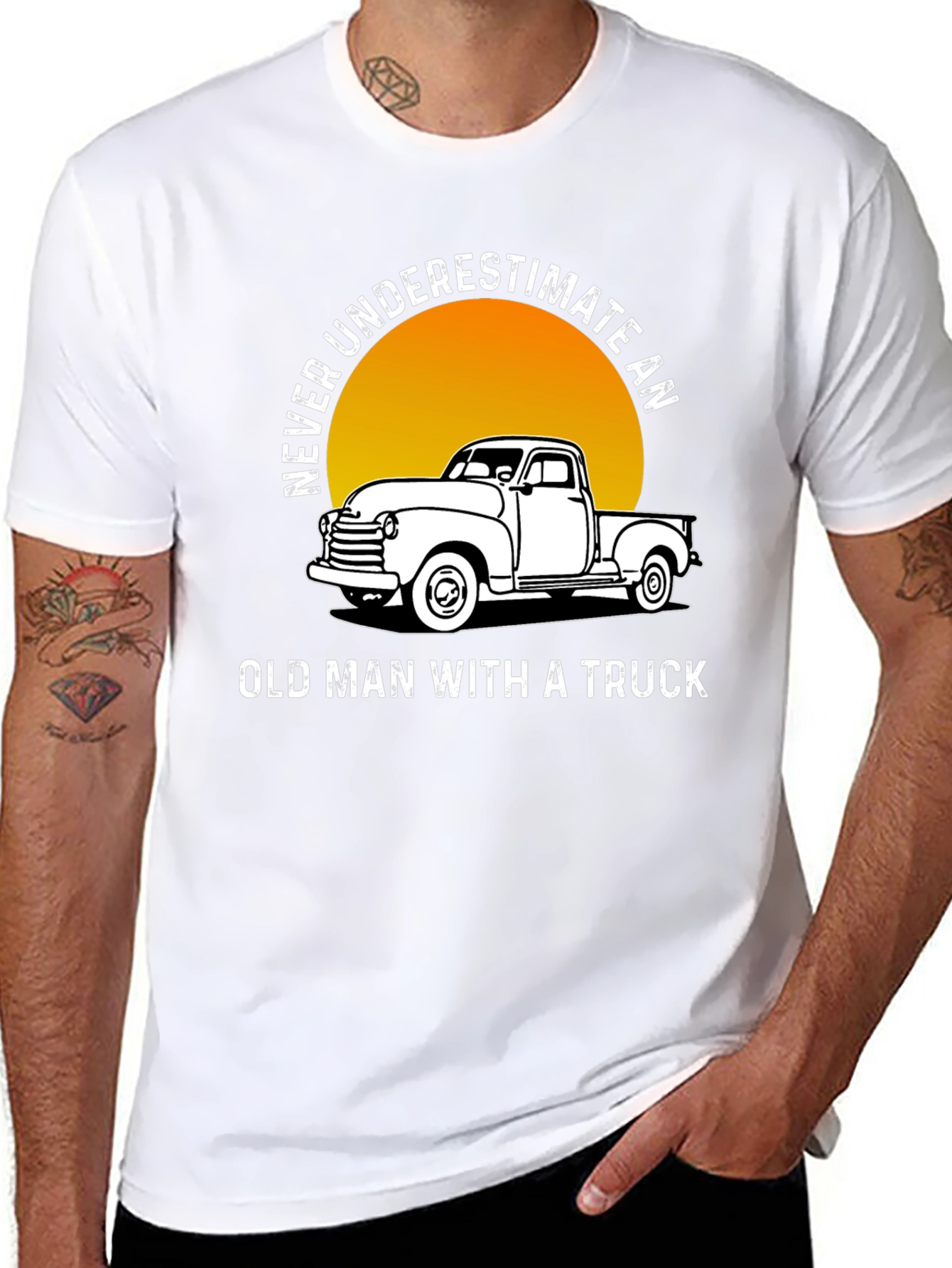 Black Never Underestimate Old Man Truck T-Shirt view 8
