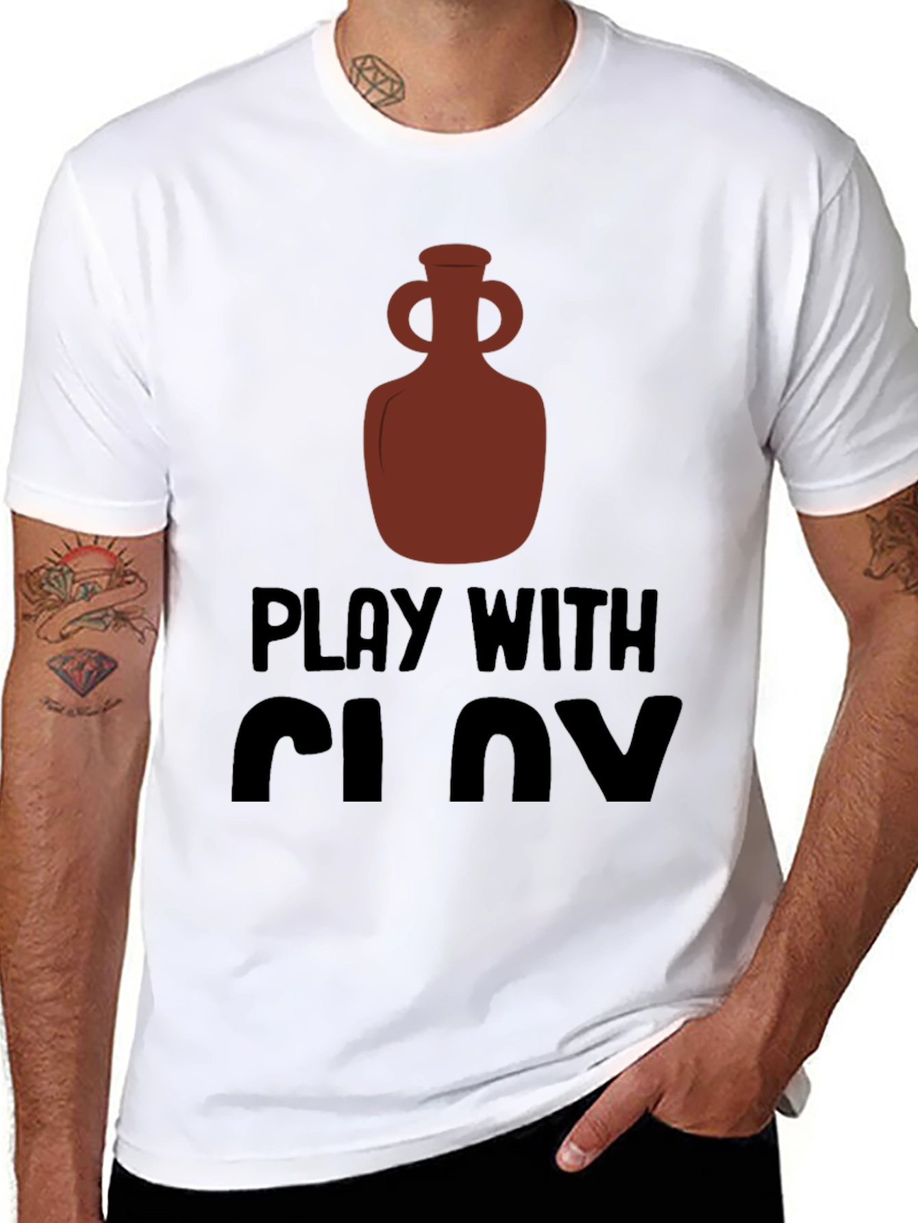 Black Play With Clay Graphic Tee Pottery Lover T-Shirt view 8