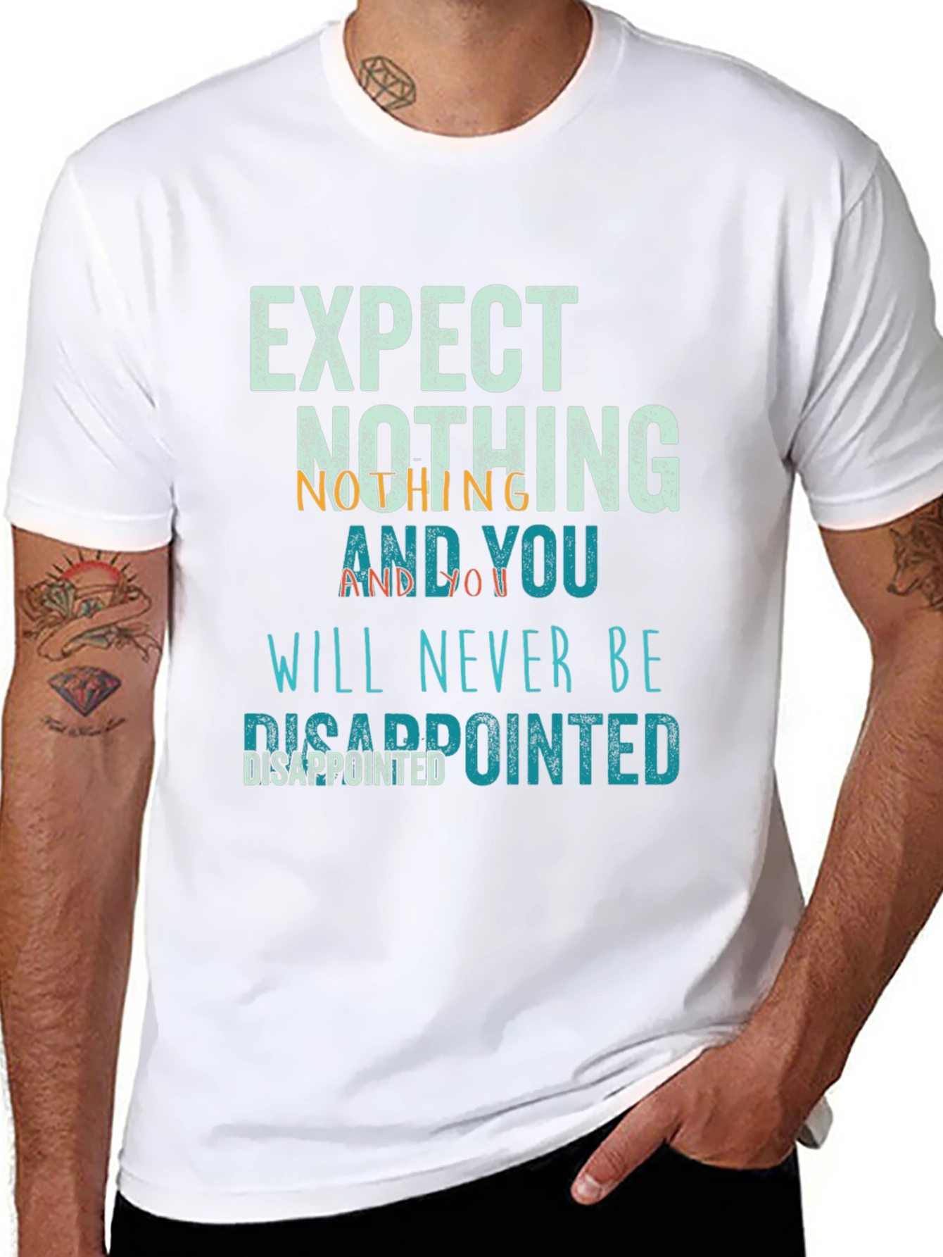 Black Expect Nothing Disappointed T-Shirt view 8