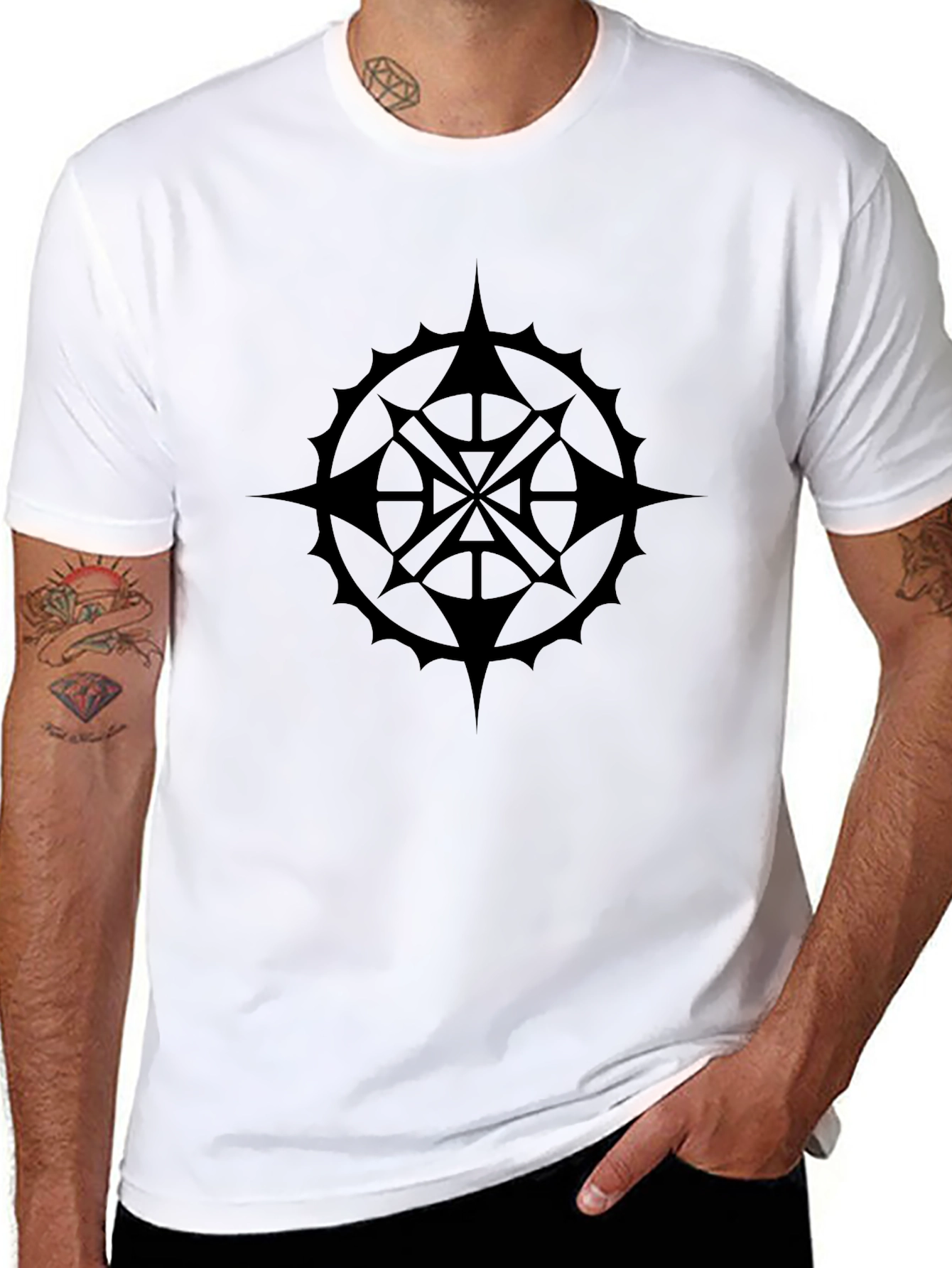 Black Black Star Compass Graphic Tee - Classic Style view 8