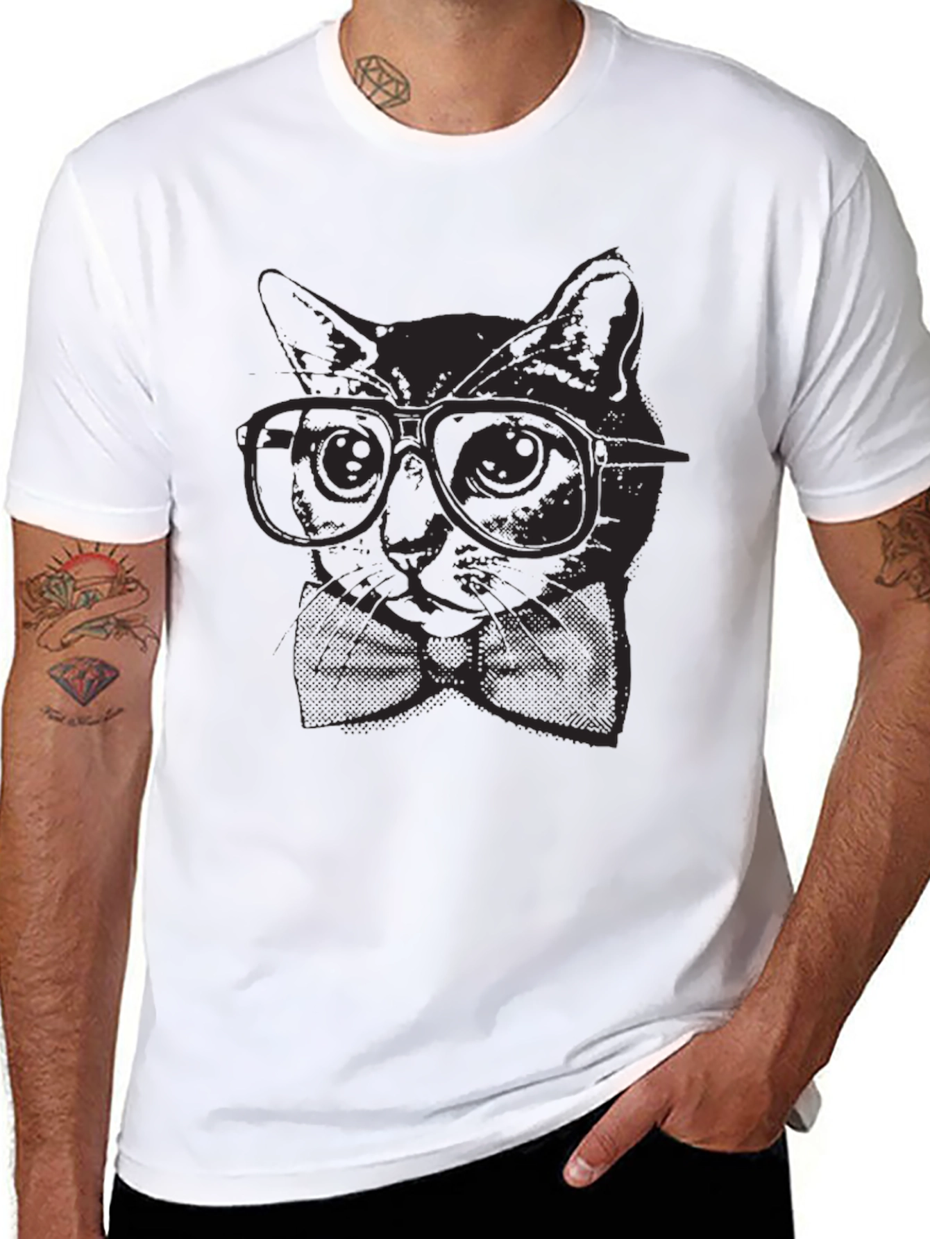 Black Cool Cat Graphic Tee - Stylish & Unique Design view 8