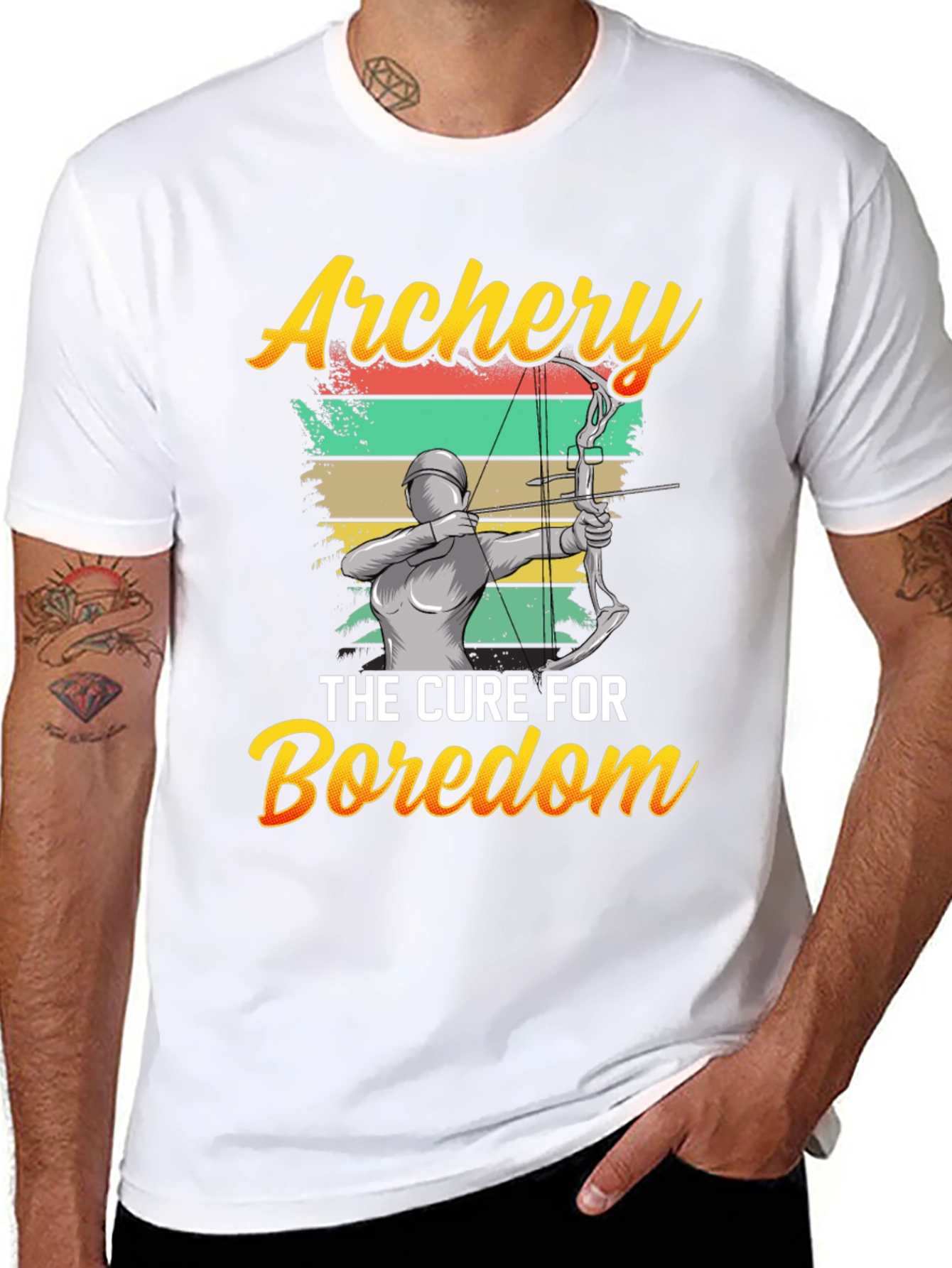 Black Archery: The Cure for Boredom Graphic T-Shirt view 8