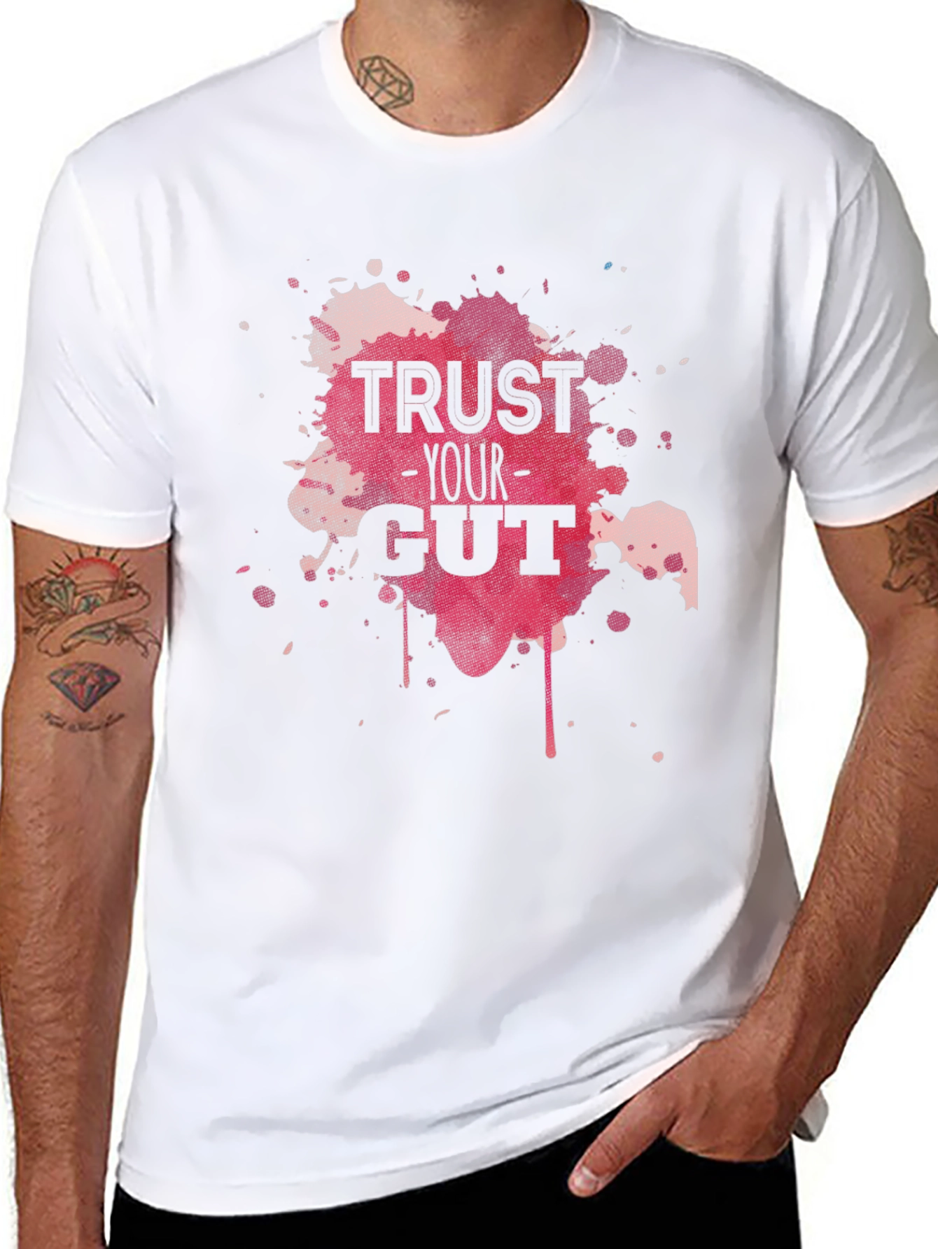 Black Trust Your Gut Graphic Tee - Black Cotton T-Shirt view 8