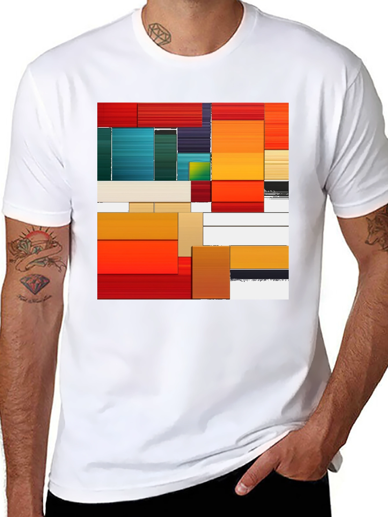 Black Abstract Art Graphic Tee - Modern Design view 8