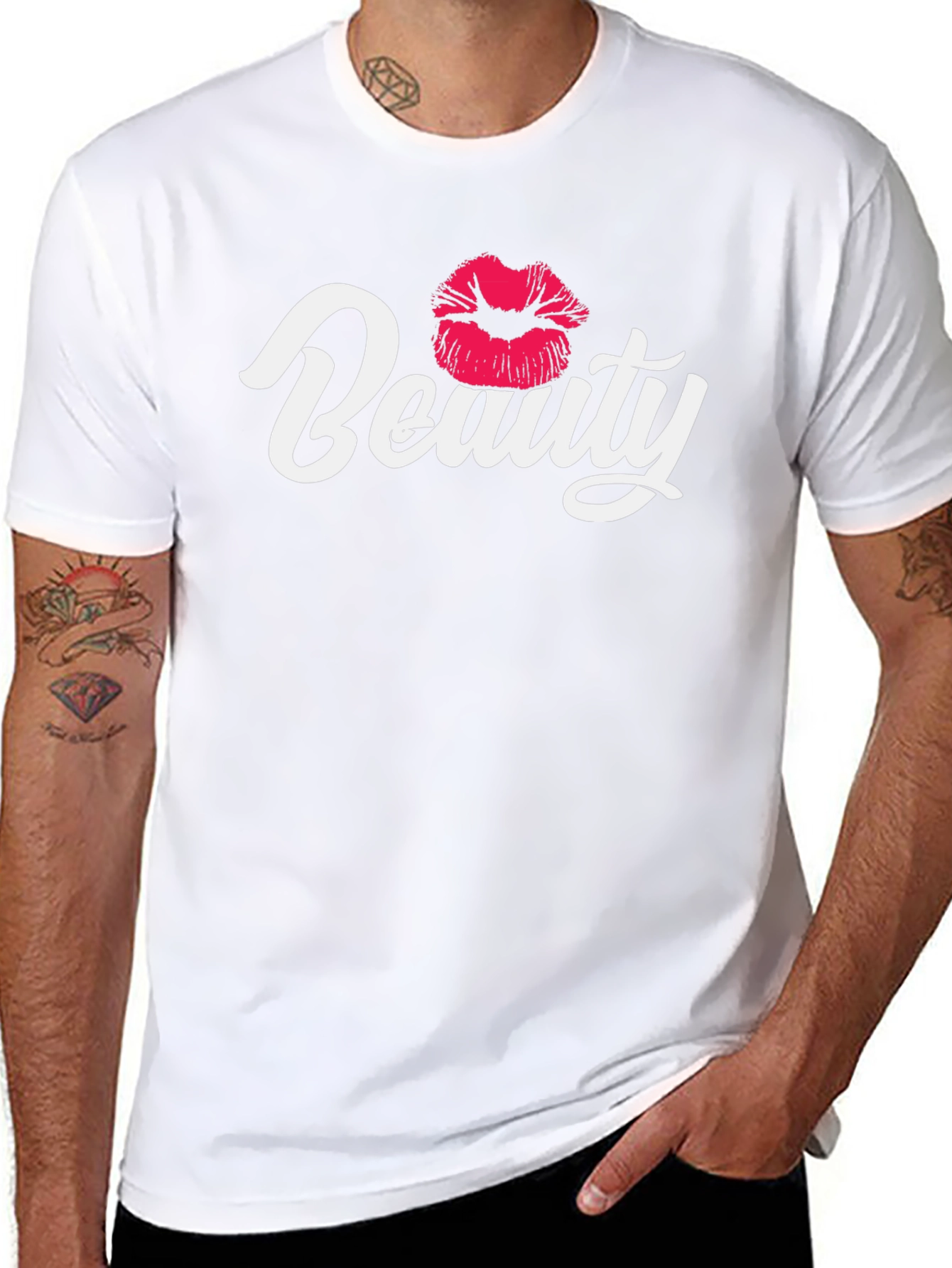 Black Beauty Kiss Graphic Tee - Unisex Black T-Shirt view 8