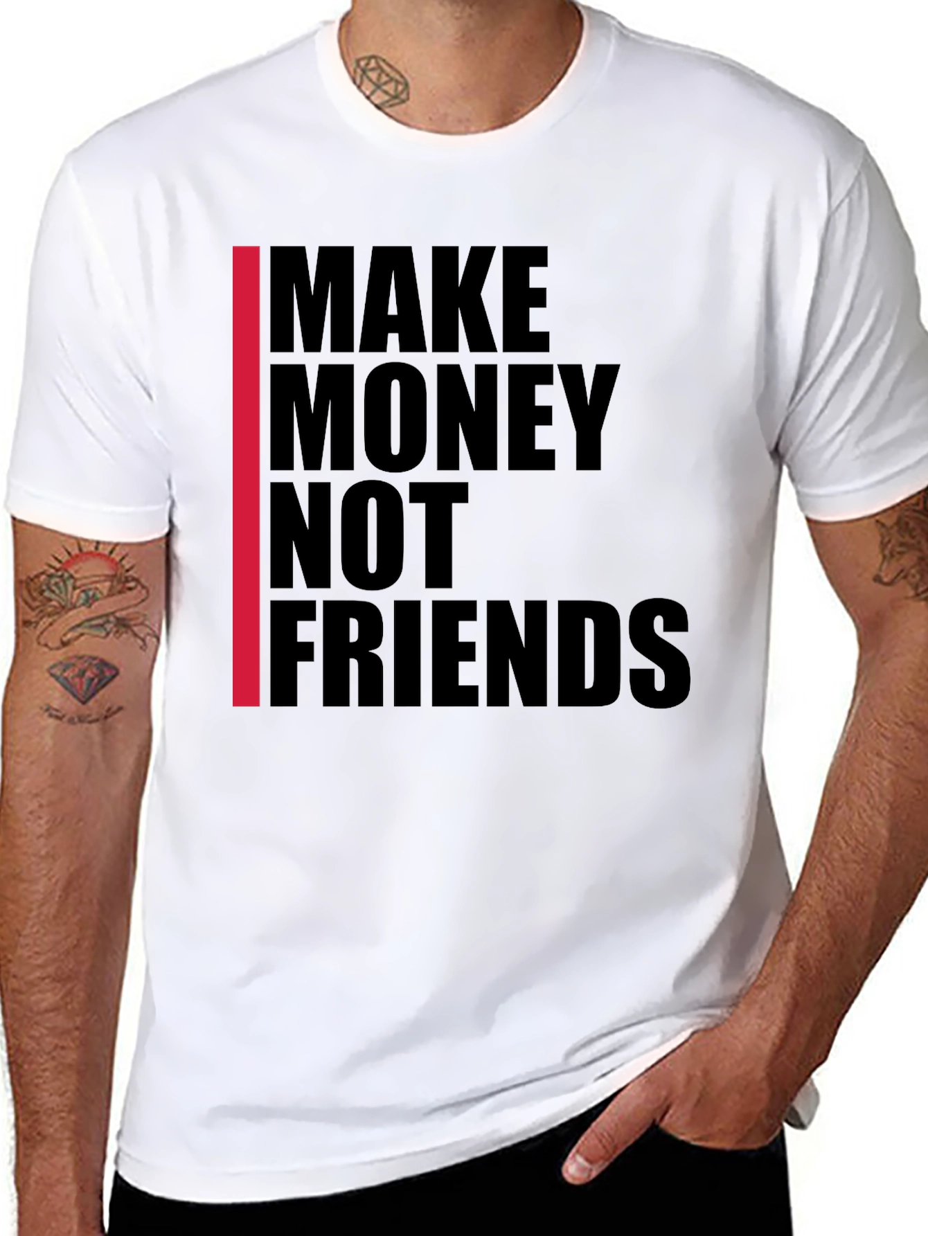 Black Make Money Not Friends Graphic Tee view 8