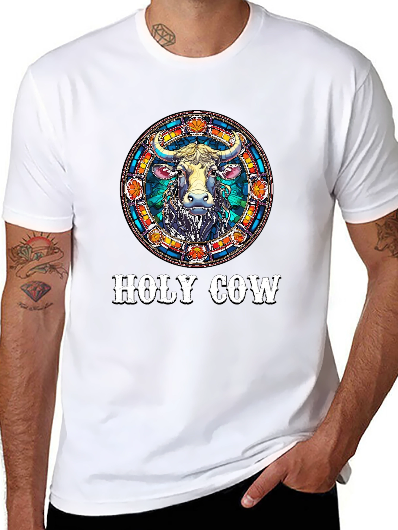 Black Holy Cow Graphic Tee - Funny Animal T-Shirt view 8