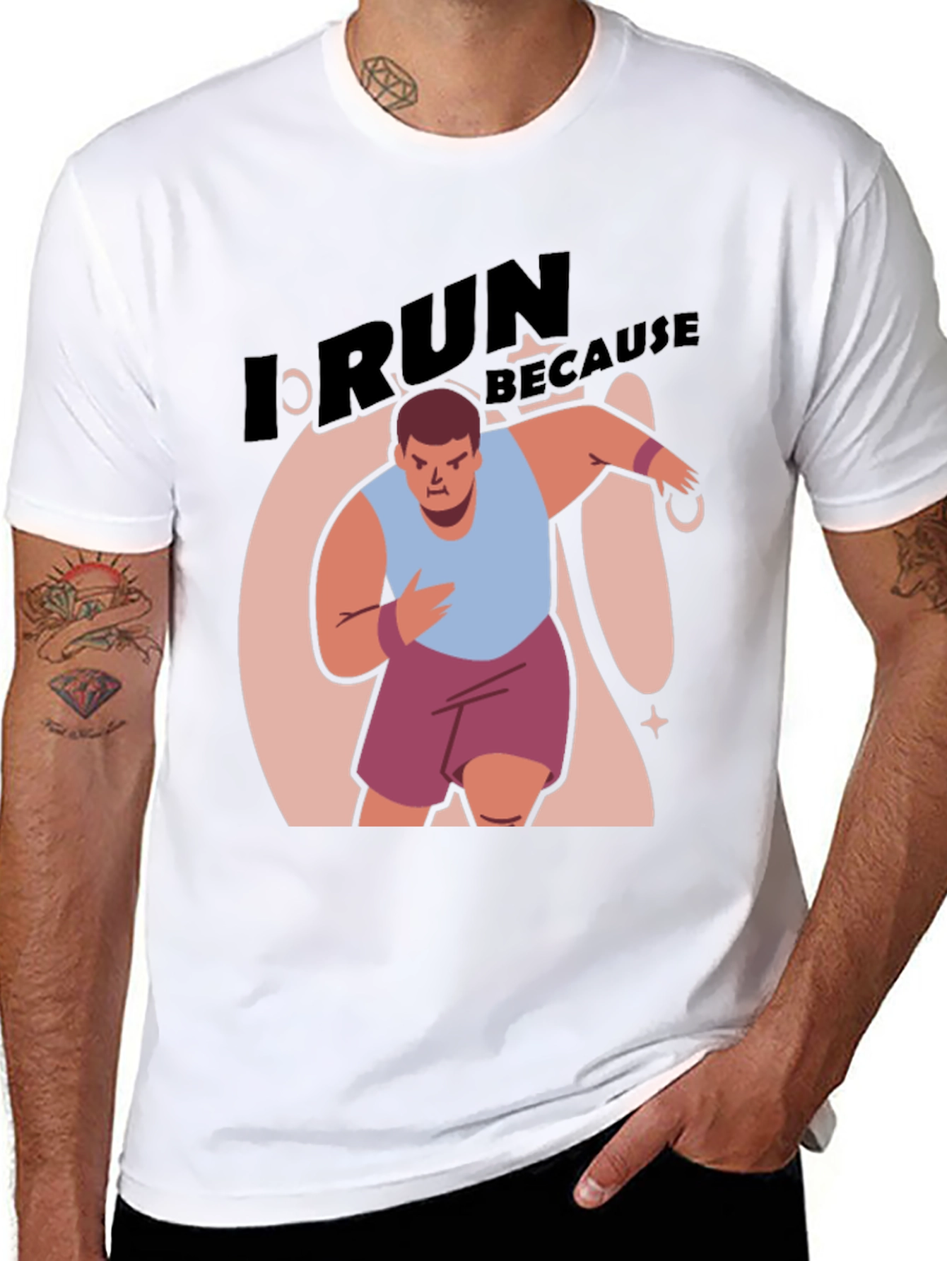 Black I Run Because Funny Graphic T-Shirt view 8