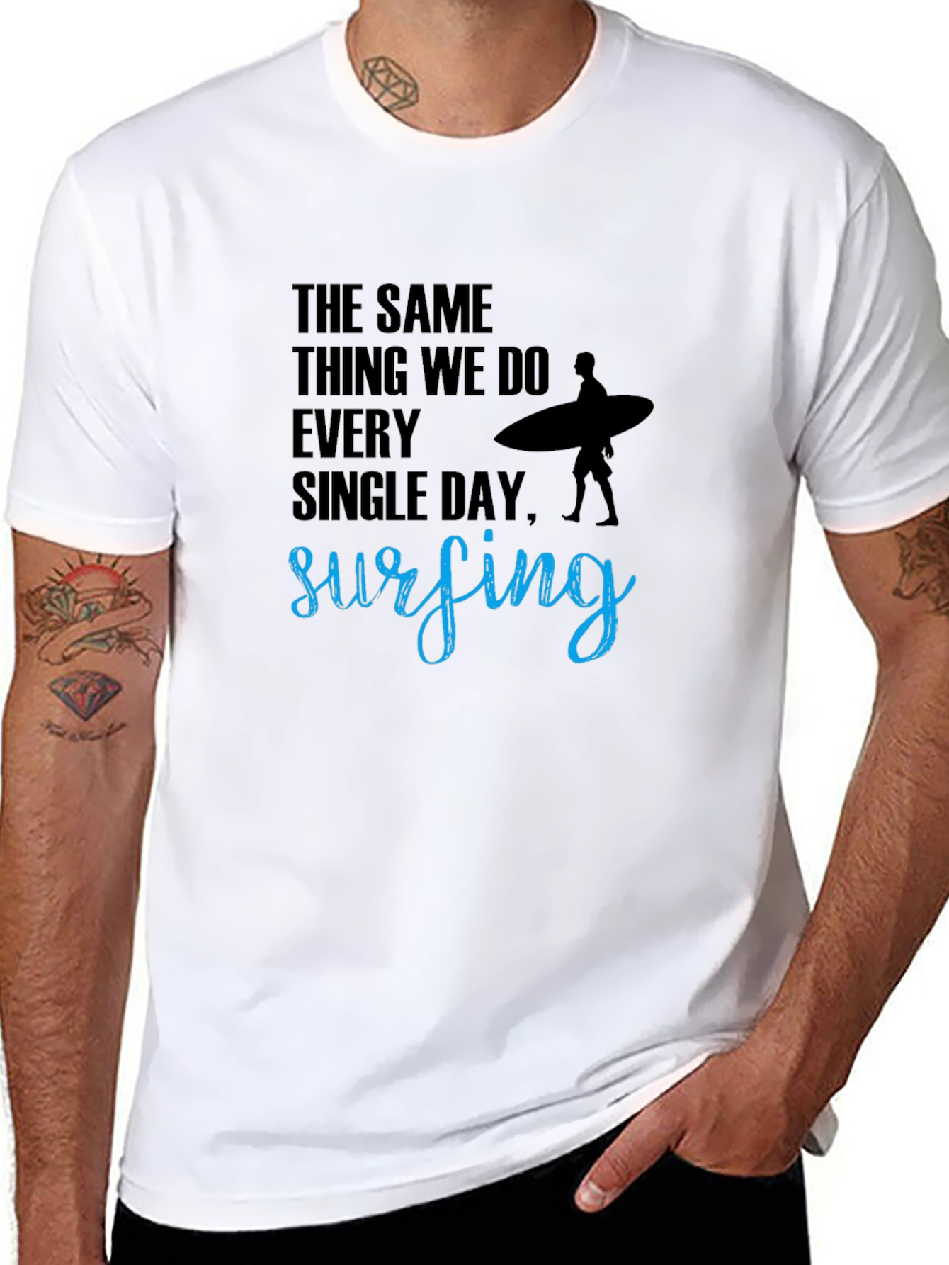 Black Surfing T-Shirt: The Same Thing We Do Every Day view 8