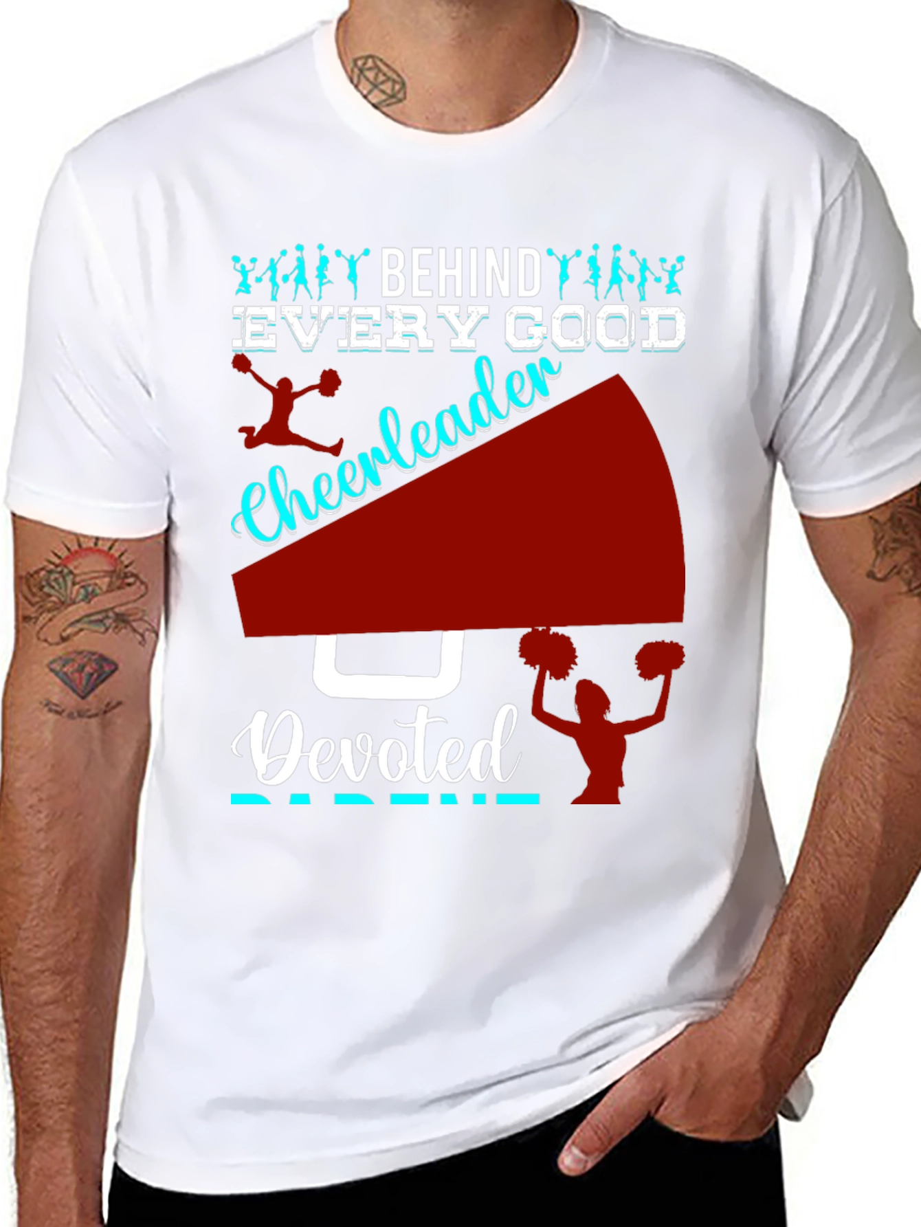 Black Devoted Cheerleader Parent T-Shirt view 8