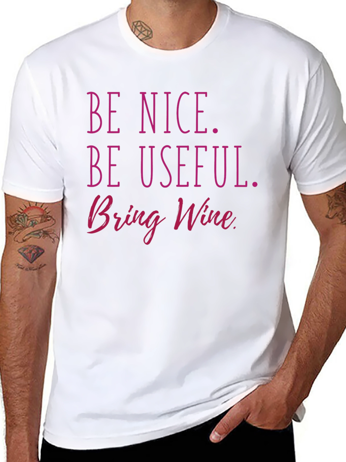 Black Be Nice, Be Useful, Bring Wine T-Shirt view 8
