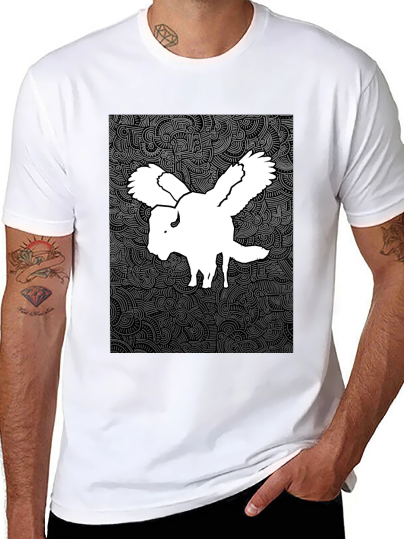Black Winged Buffalo Graphic Tee - Black Cotton Shirt view 8