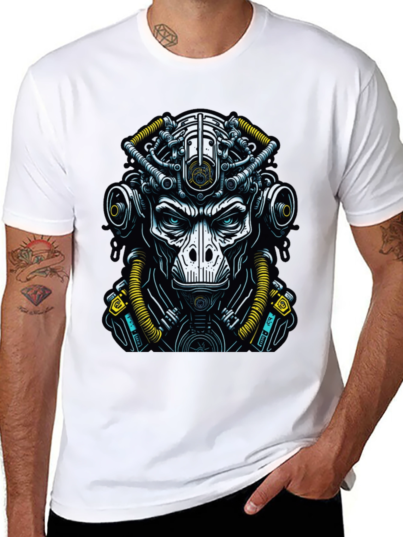 Black Cyberpunk Ape T-Shirt - Unique Graphic Tee view 8