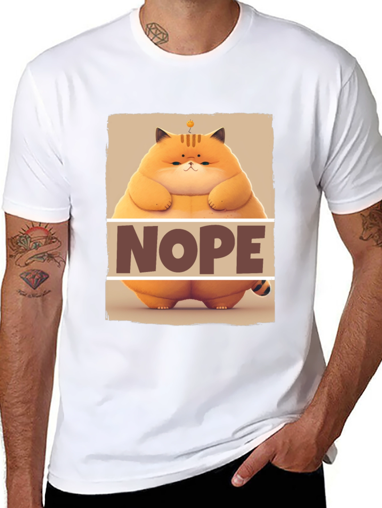 Black Nope Cat T-Shirt - Funny Graphic Tee for Cat Lovers view 8